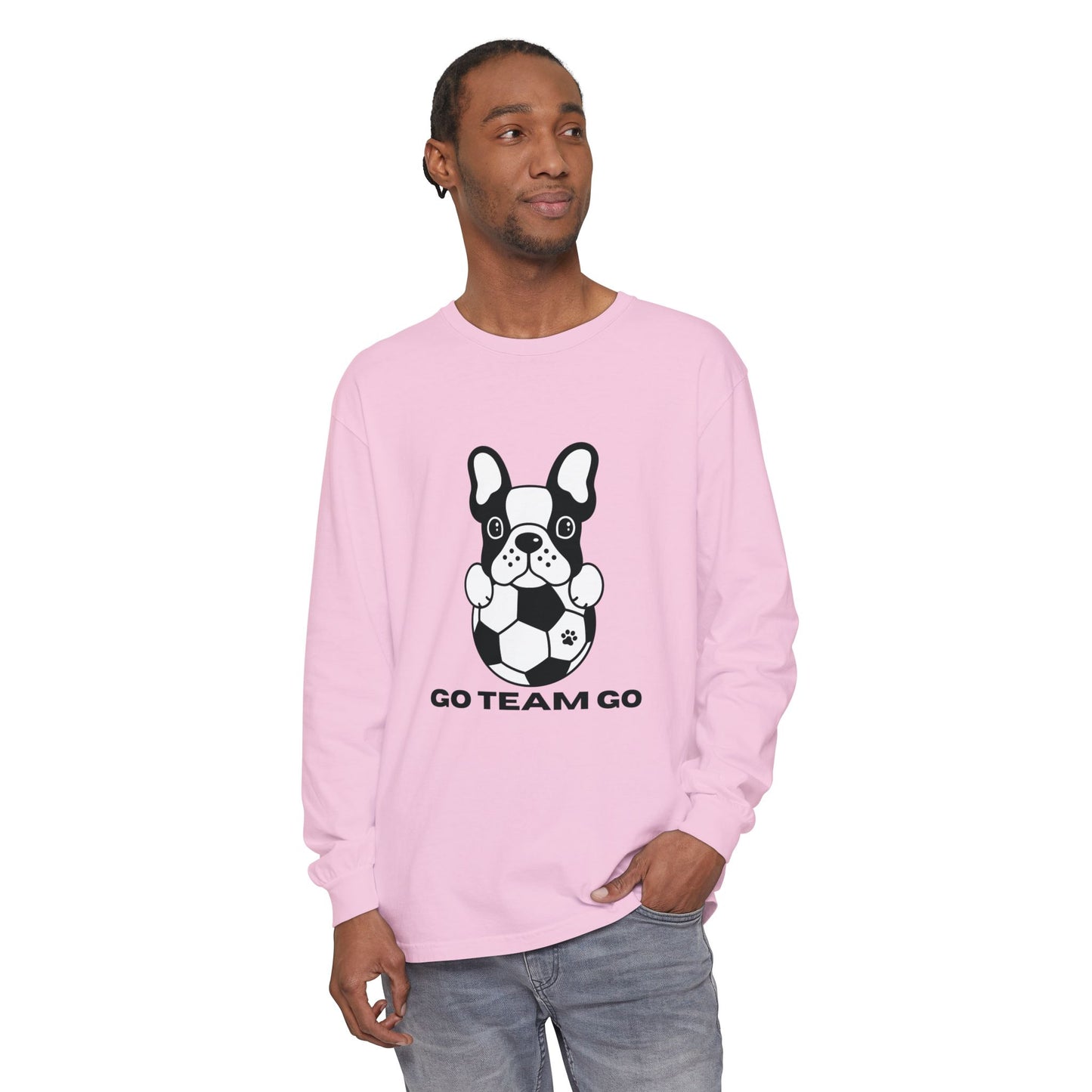 Teams Soccer Dog Adult Unisex Garment-dyed Long Sleeve T-shirt