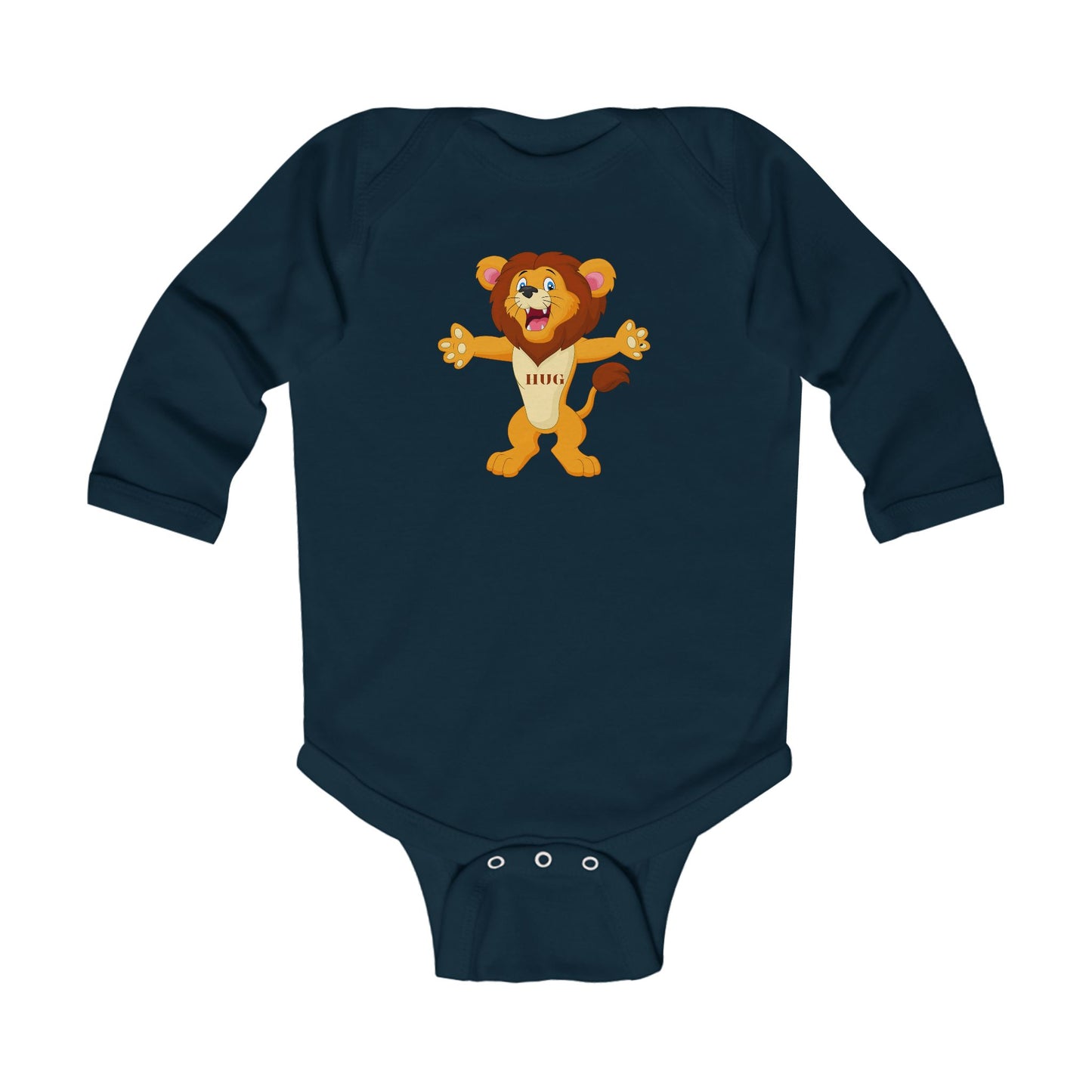 Hug Lion Infant Long Sleeve Bodysuit — Cute Roaring Baby Onesie