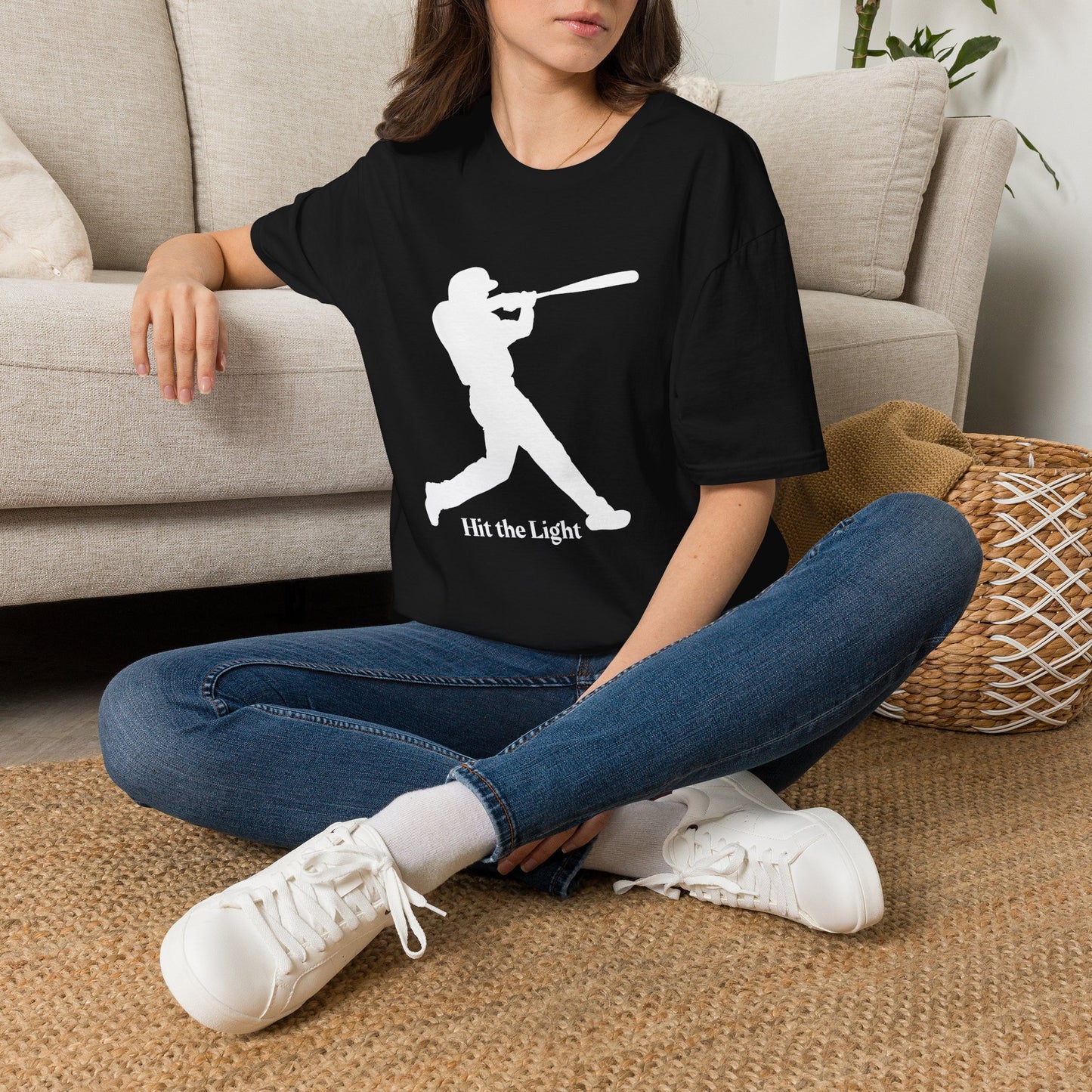 Adult Unisex T-shirt Hit the Light – Teamwork at Full Swing with white lettering