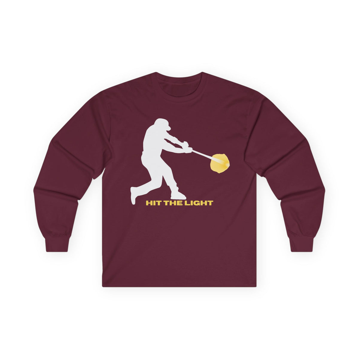 Adult Unisex Male Baseball Batter Silhouette Long Sleeve Tee — 'Hit the Light'