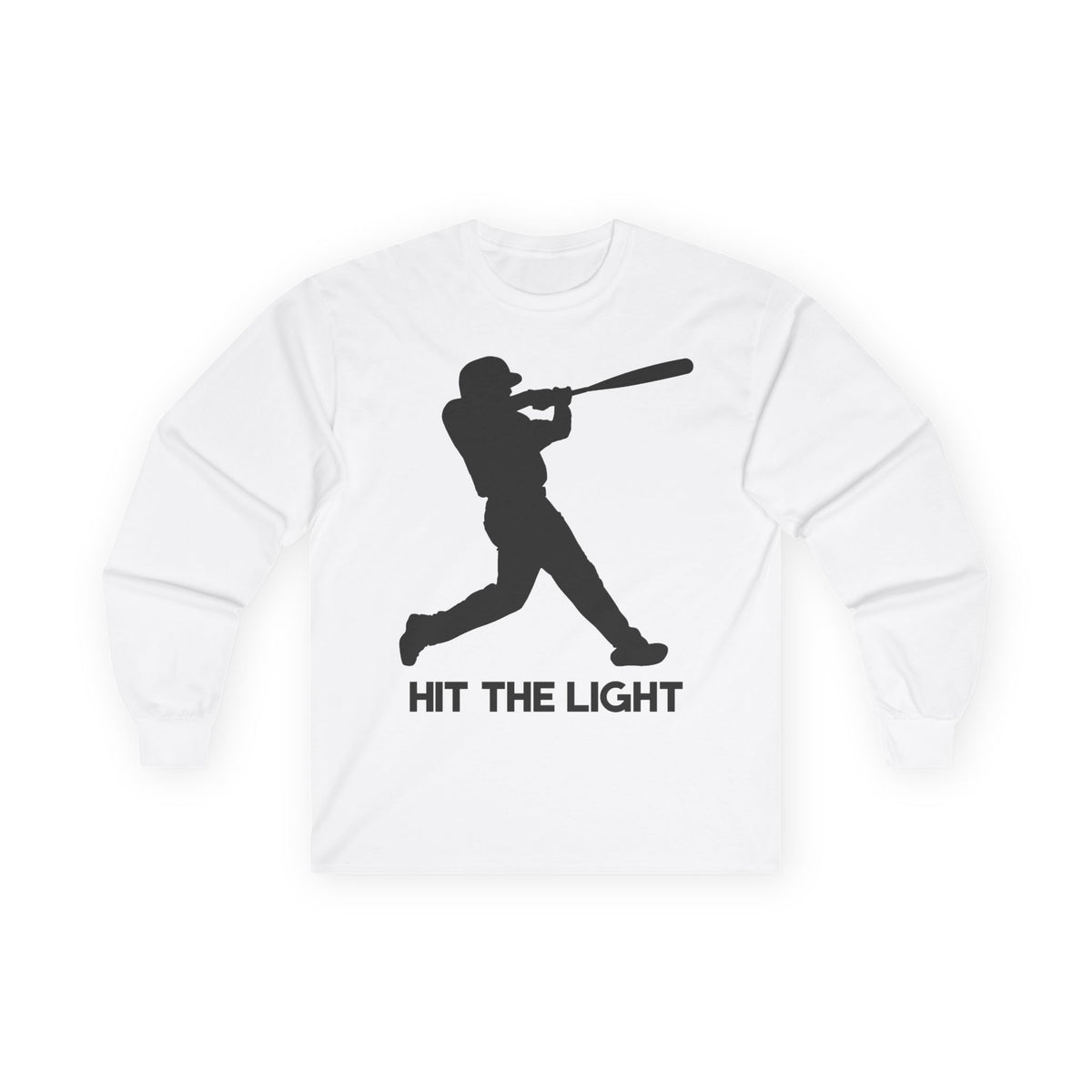 Adult Unisex Male Baseball Batter Silhouette Long Sleeve Tee — 'Hit the Light'