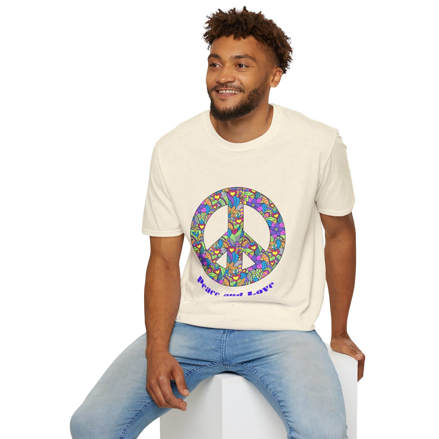 Peace Sign T-Shirt Adult Unisex— Colorful Floral 'Peace and Love' Graphic Tee