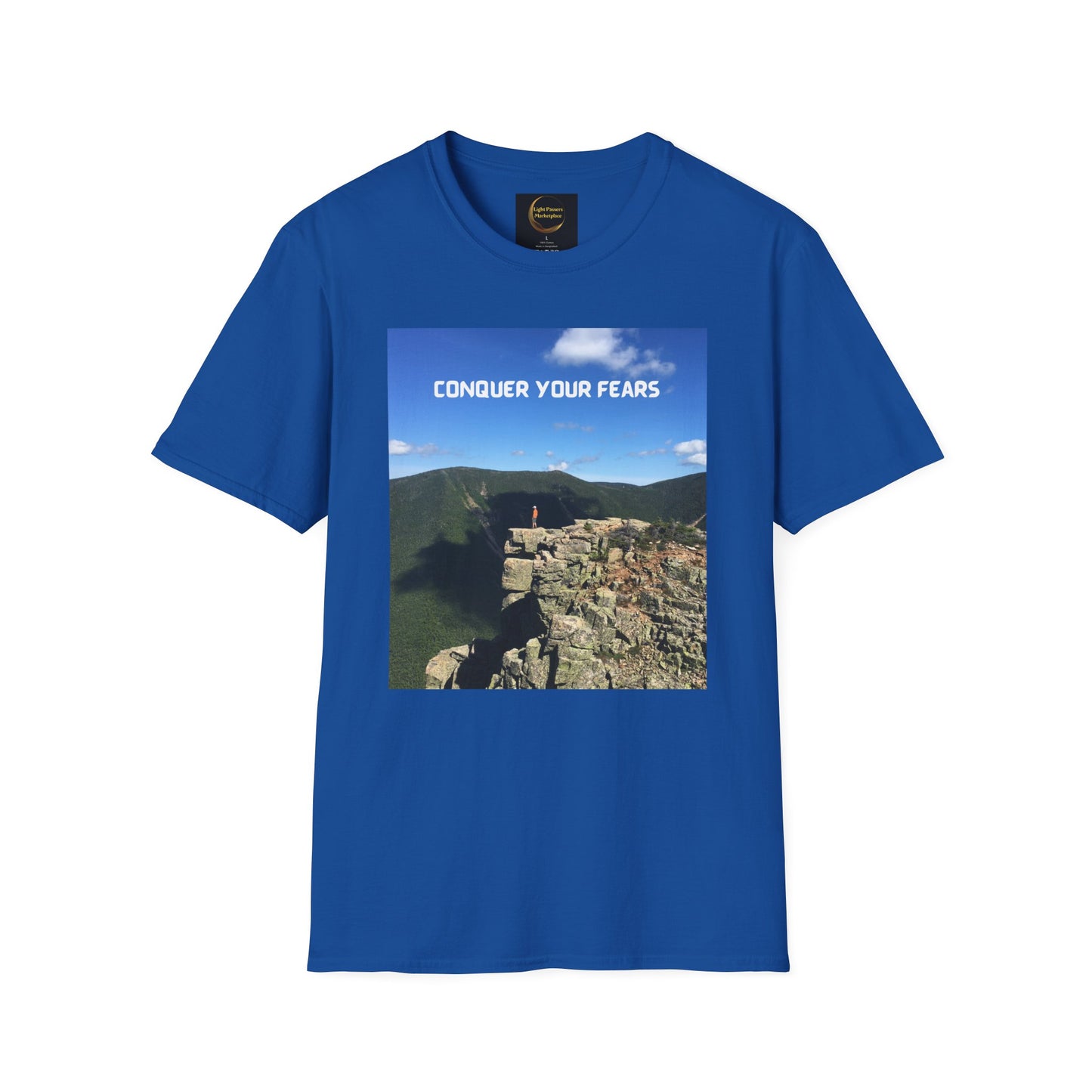 Adult Unisex T-Shirt — "Conquer Your Fears" Scenic Motivational Tee