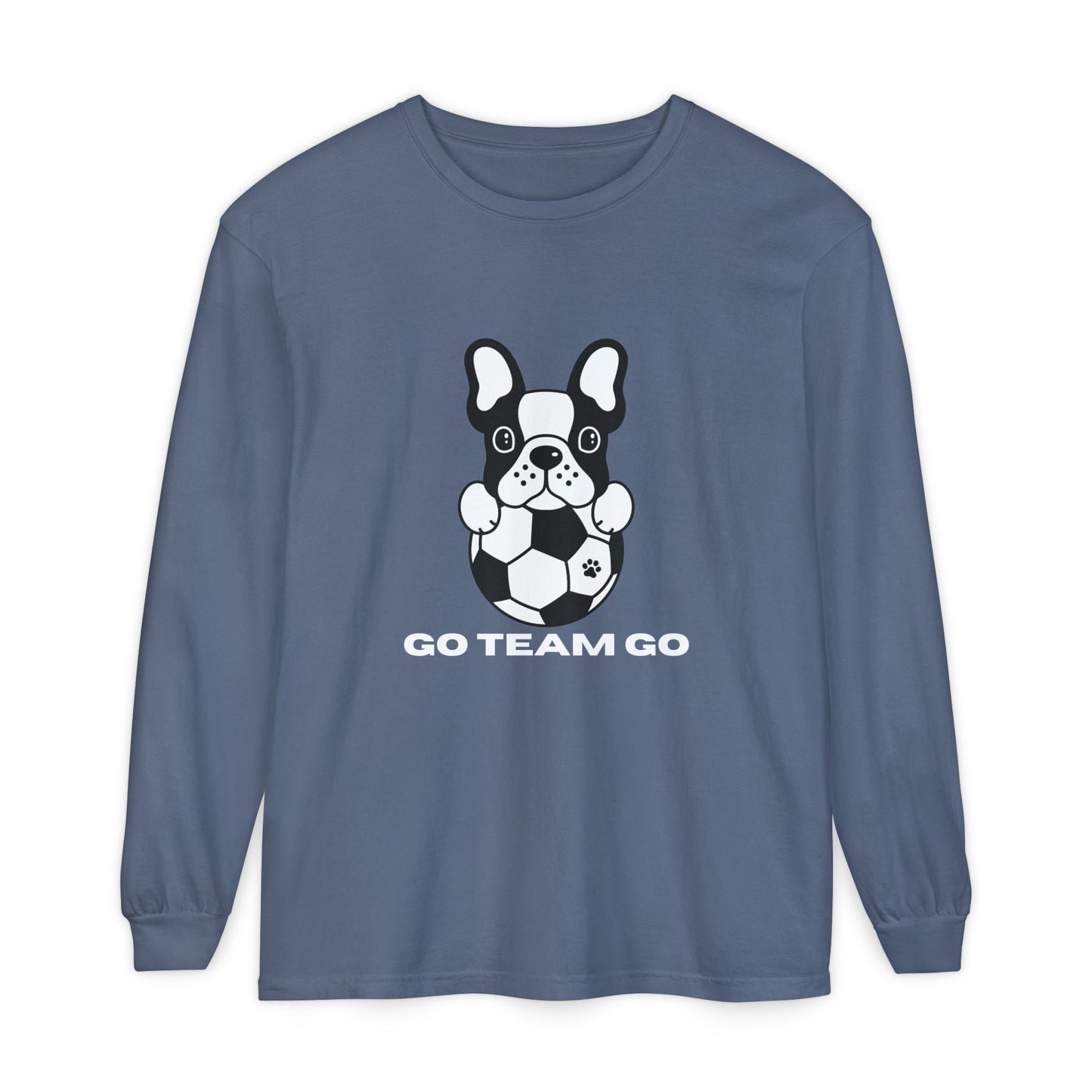 Teams Soccer Dog Adult Unisex Garment-dyed Long Sleeve T-shirt