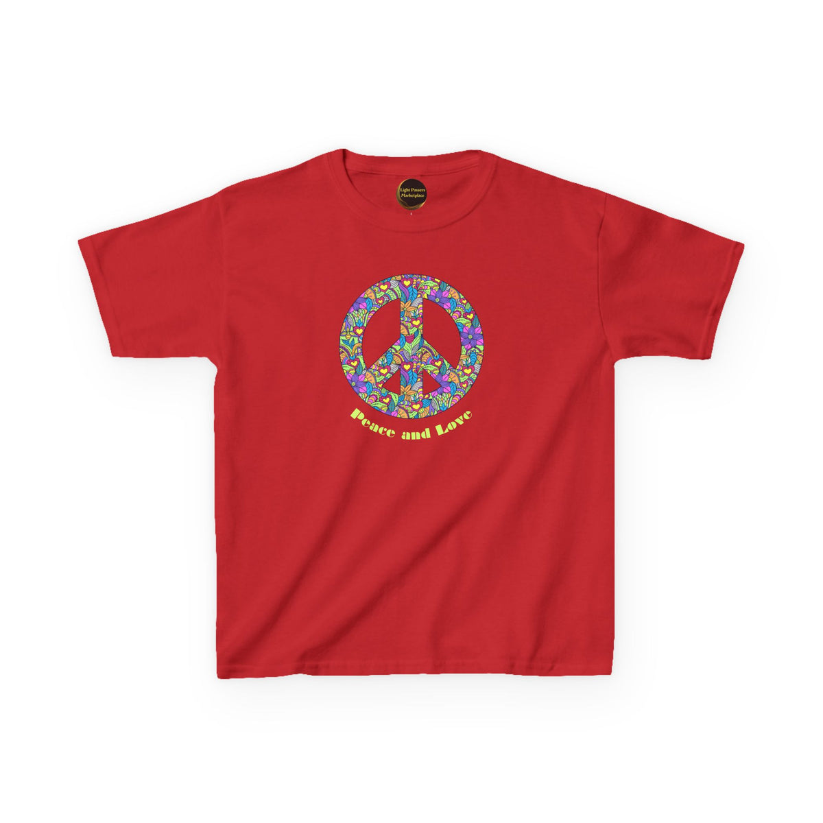 Kids/Youth Unisex Peace Sign T‑Shirt — Flowered 'Peace and Love' Graphic