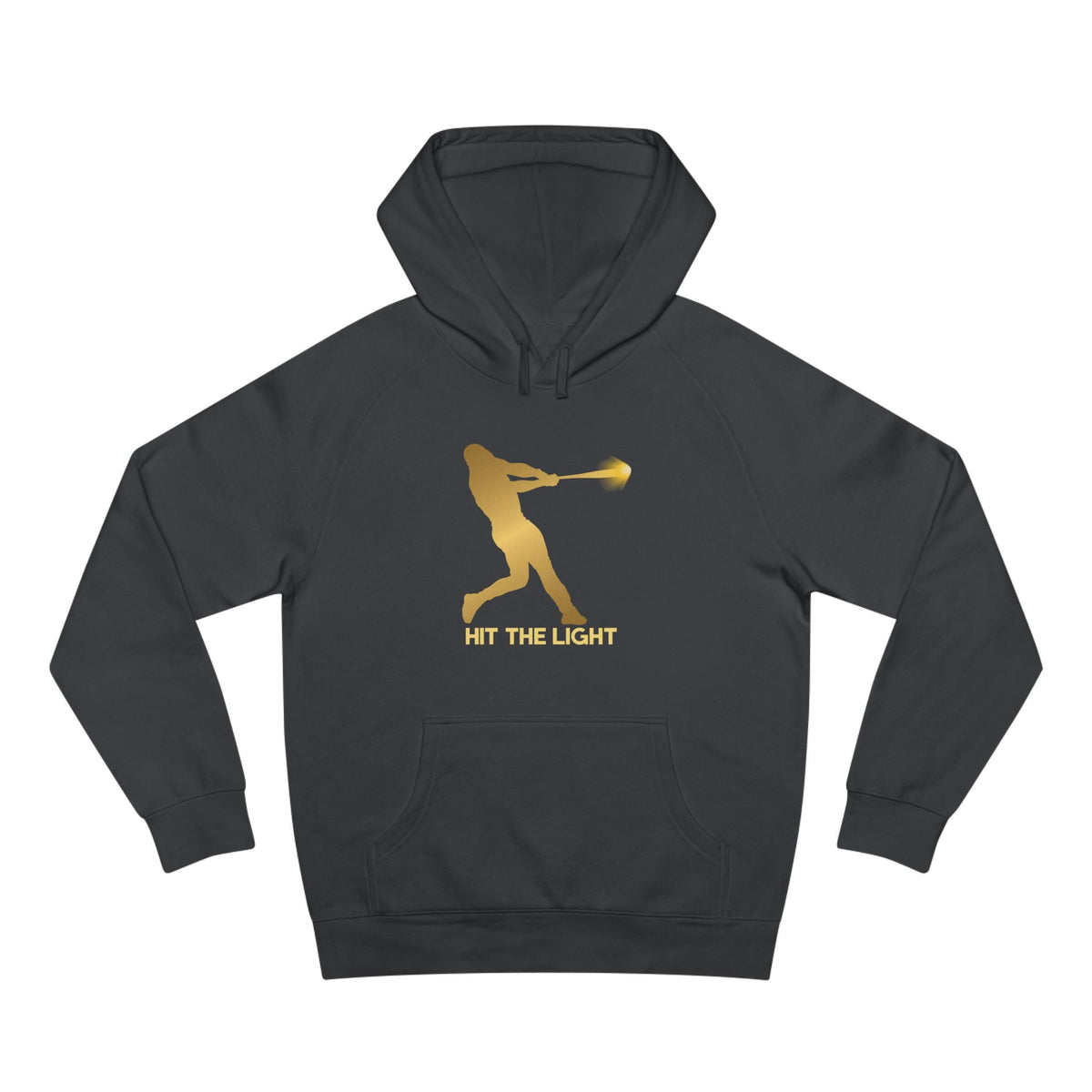 Adult Unisex Baseball Hoodie — 'Hit the Light' Male Batter Silhouette Pullover