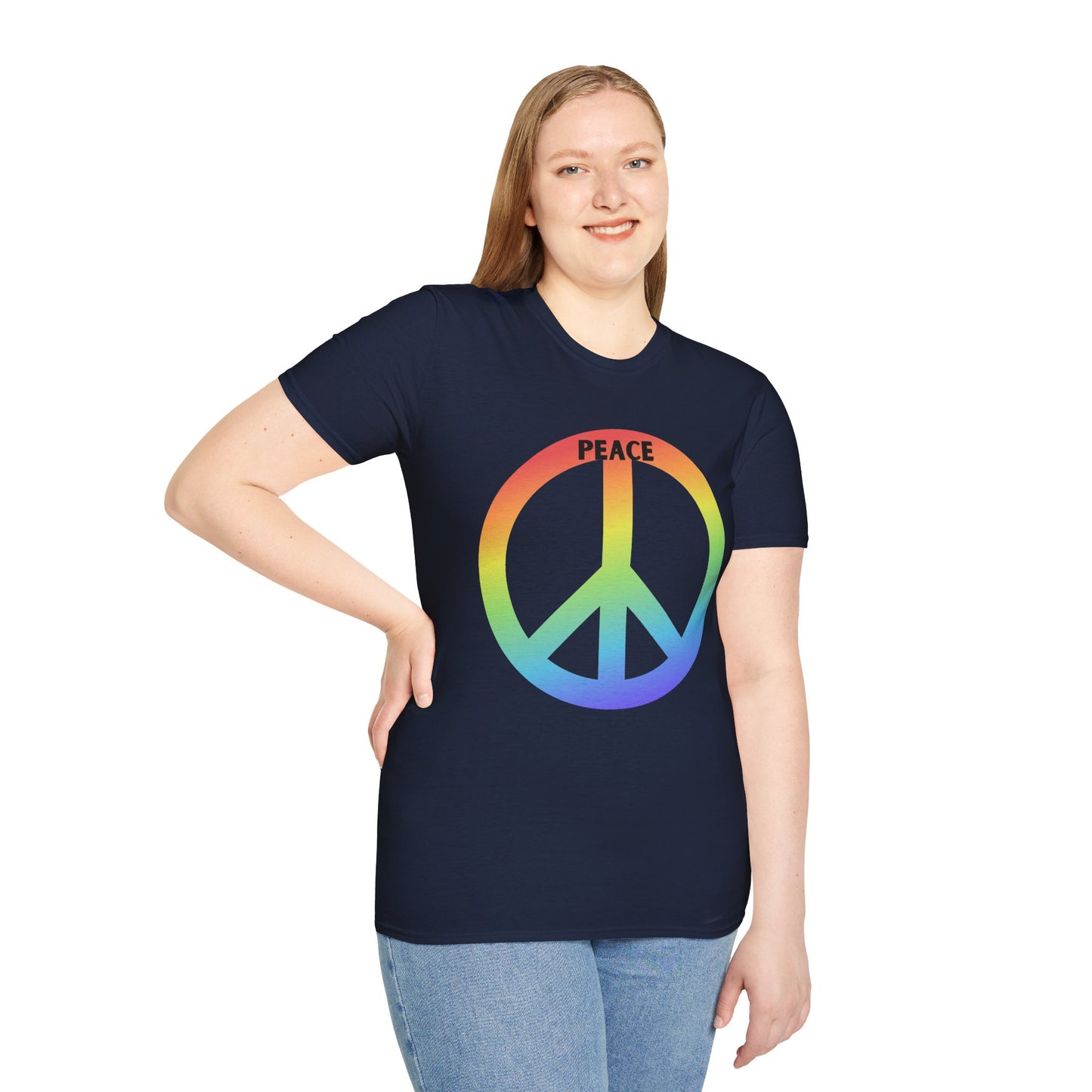 Adult Unisex Peace Rainbow T-Shirt — Retro Peace Sign Graphic Tee