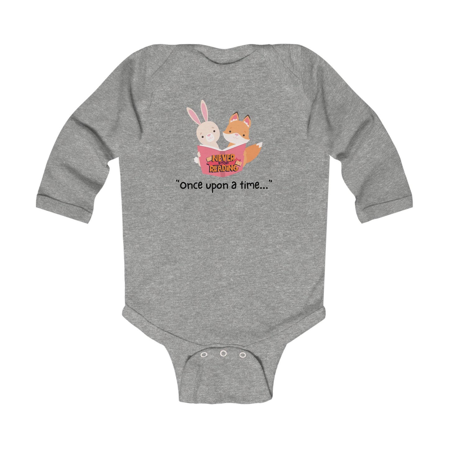 Infant Bodysuit - "Once Upon a Time" Storybook Fox & Bunny Long Sleeve Baby Onesie