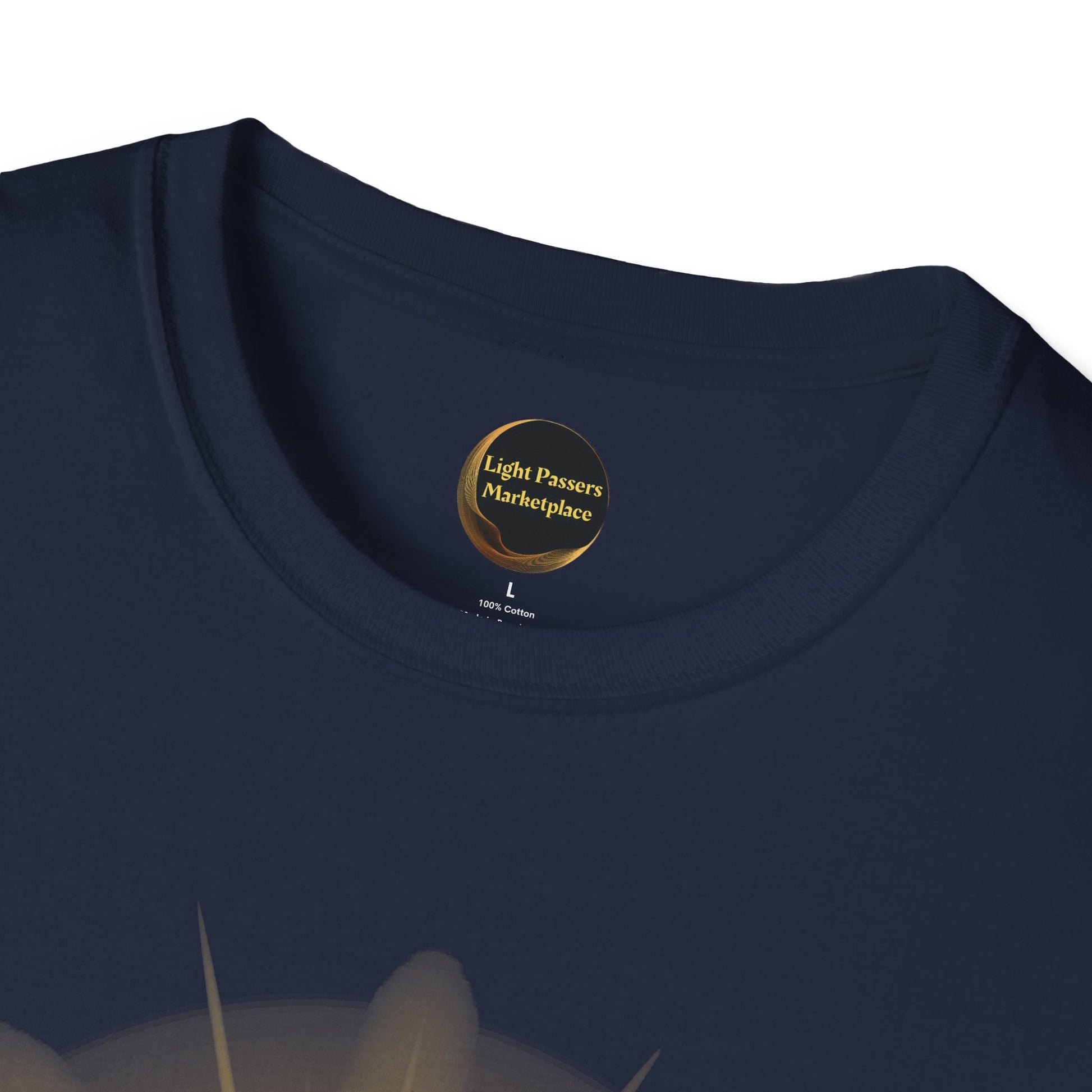 The Light 'we=mc2' Born of the Light Adult Unisex T-Shirt featuring a unique science-inspired logo, ideal for casual wear and science enthusiasts.
