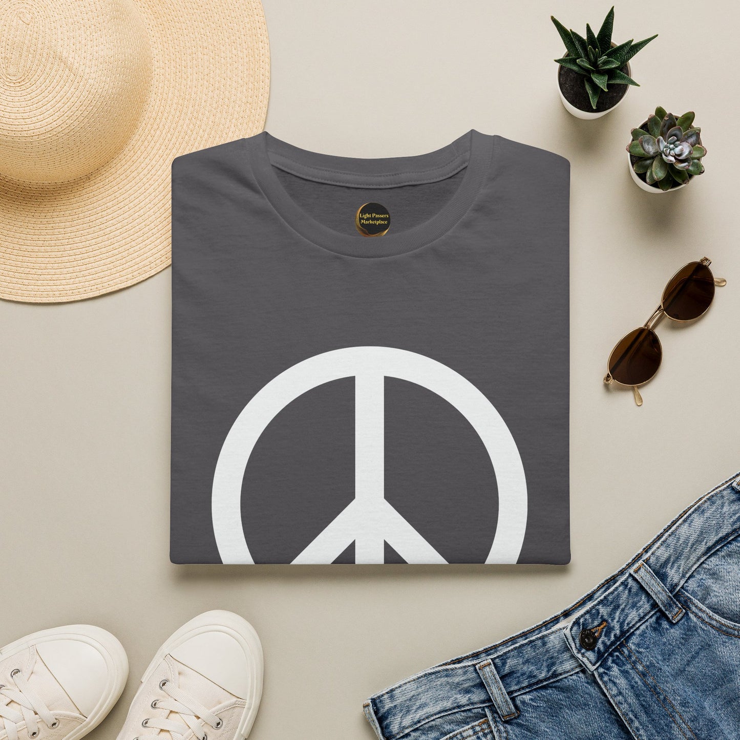 White Peace  sign Adult T-Shirt – Love & Unity Graphic Tee | Love and Peace
