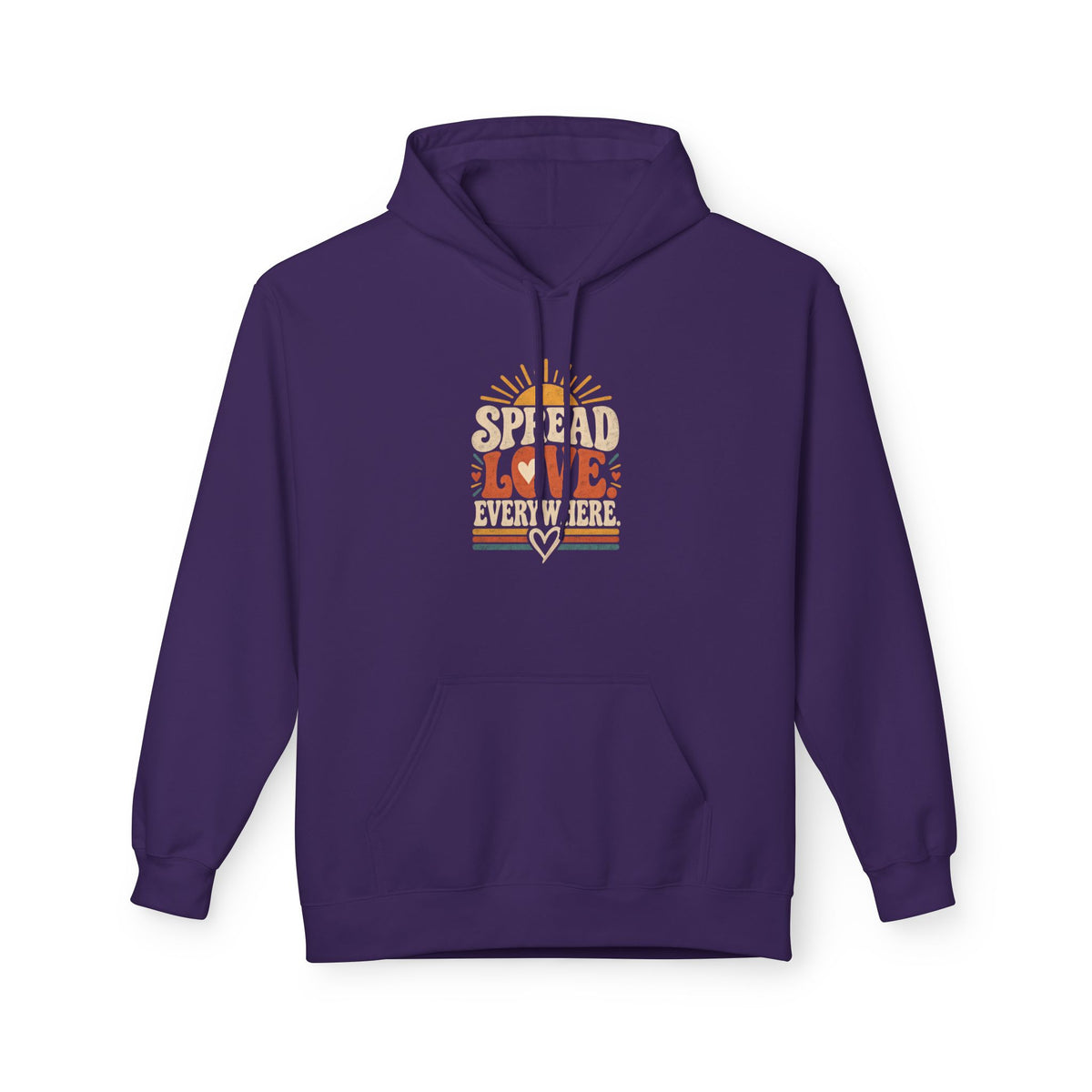 Adult Unisex Spread Love Everywhere Hoodie — Retro Sun Heart Graphic