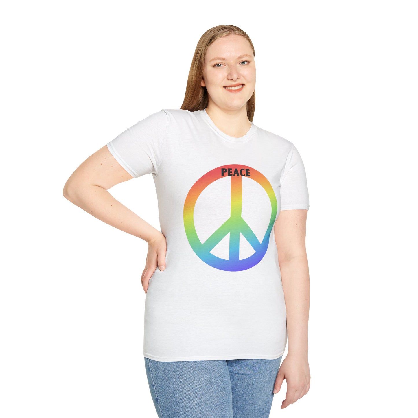 Adult Unisex Peace Rainbow T-Shirt — Retro Peace Sign Graphic Tee