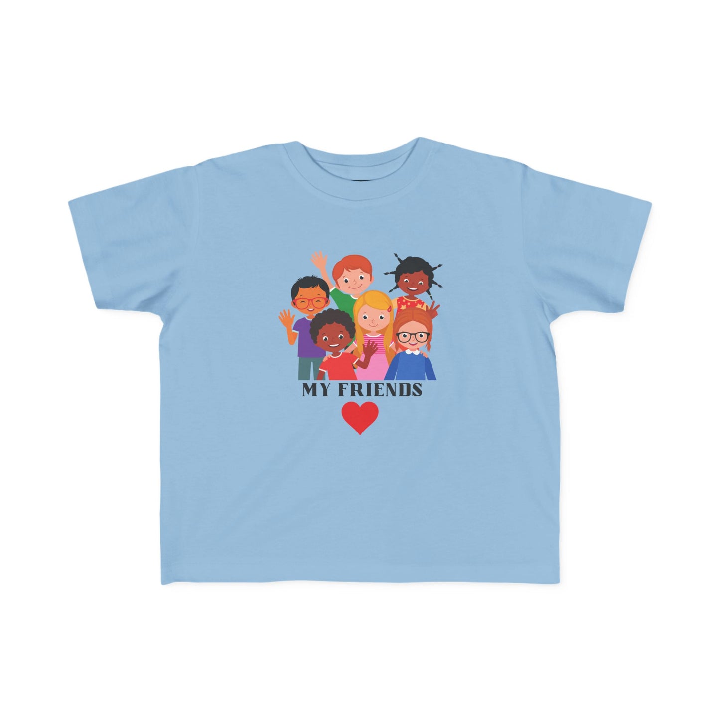 Love and Peace Toddler Tee — "My Friends" Diverse Kids Graphic with Heart