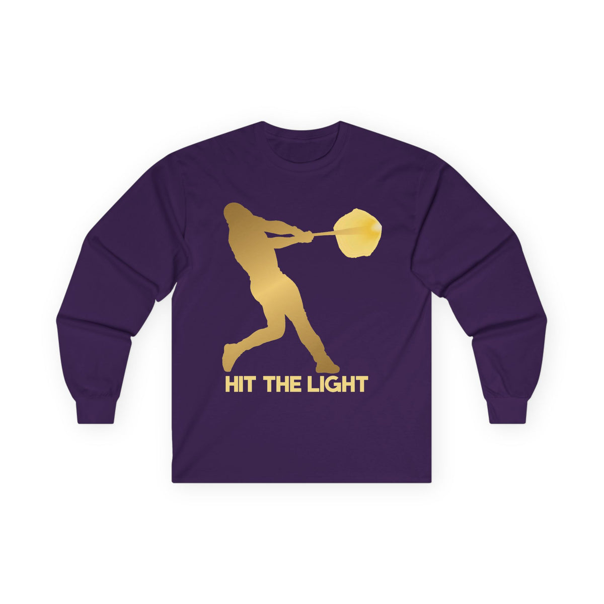 Adult Unisex Male Baseball Batter Silhouette Long Sleeve Tee — 'Hit the Light'