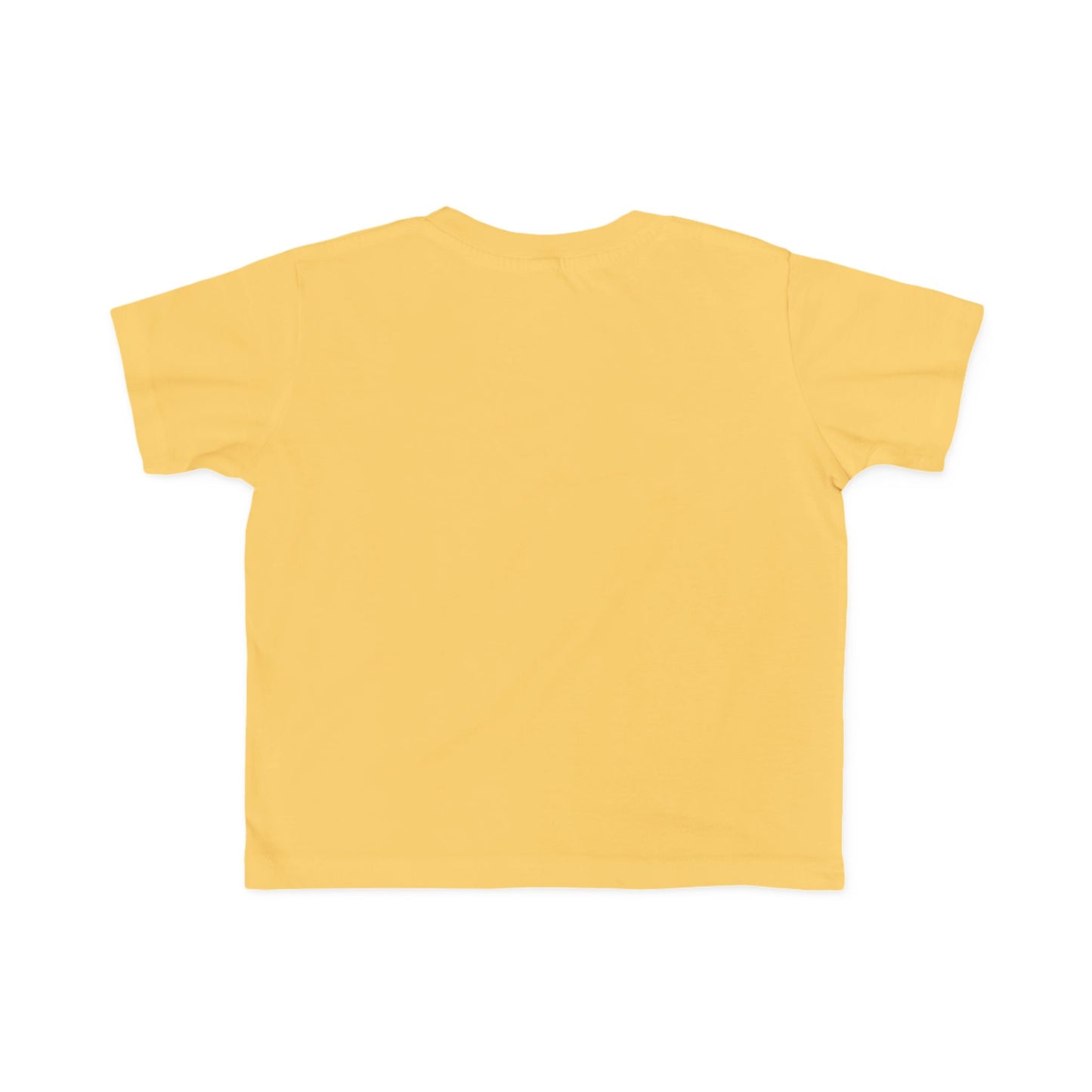 Health Tomato Power Toddler T-shirt, back view, showcasing its soft, yellow fabric ideal for sensitive skin, perfect for toddlers' adventures.