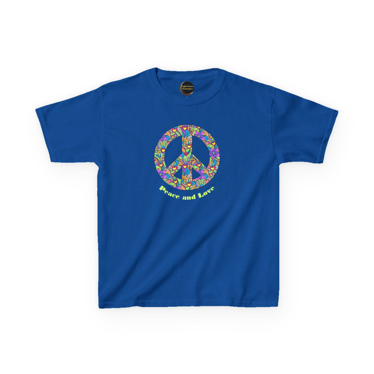 Kids/Youth Unisex Peace Sign T‑Shirt — Flowered 'Peace and Love' Graphic