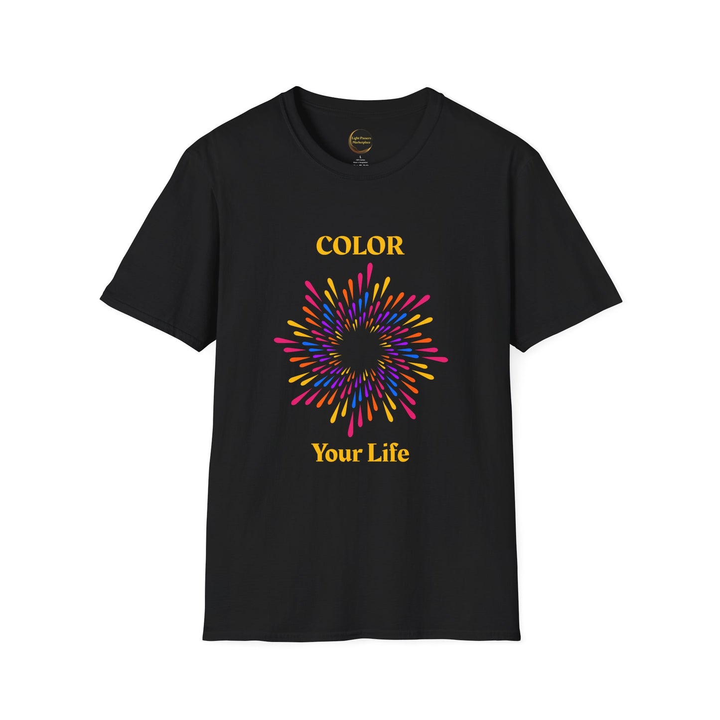 The Light- 'Color Your Life' T-Shirt offers vibrant style with a classic fit, perfect for casual outings or festive celebrations.