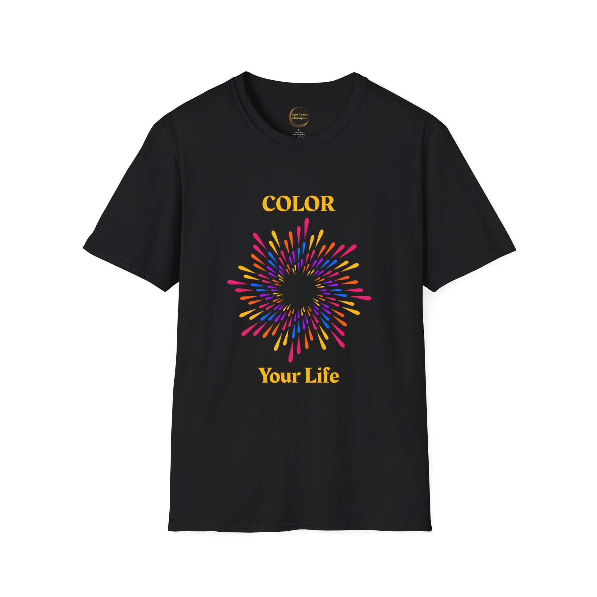 The Light- 'Color Your Life' T-Shirt offers vibrant style with a classic fit, perfect for casual outings or festive celebrations.