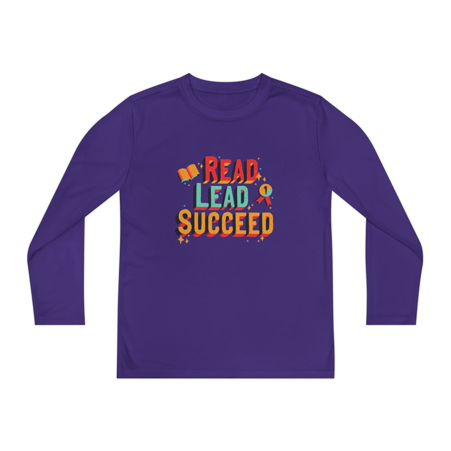 Read Lead Succeed Youth Long Sleeve Tee — Motivational Kids School Shirt