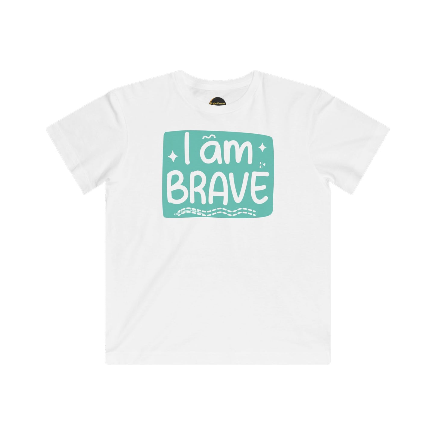 Love and Peace-'I am Brave' Toddler T-shirt, featuring empowering message, suitable for casual wear, made of comfortable cotton blend with ribbed collar and side seams.