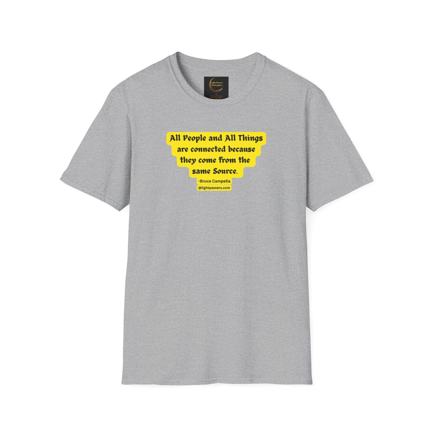 Light Passers Marketplace Yellow and Black All People are Connected Unisex  Soft Cotton T-shirt Inspirational Messages, Diversity, Mental Health