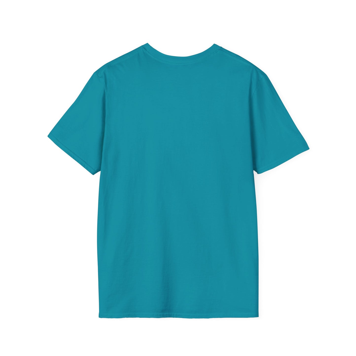 Back view of the Soccer Dog Unisex T-Shirt in solid teal, showcasing its plain, short-sleeve design with a classic crew neckline from Light Passers Marketplace.