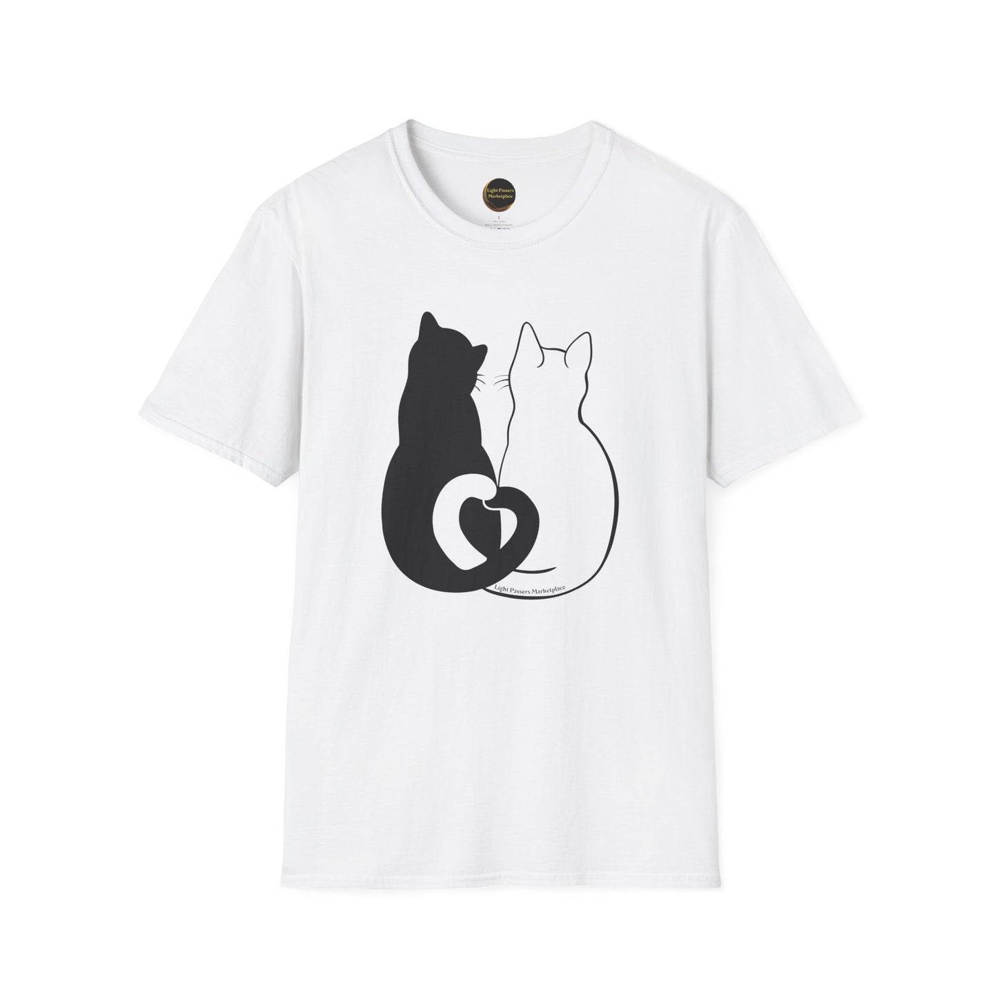Light Passers Marketplace Cats in Love Unisex Adult Soft T-Shirt Simple Messages