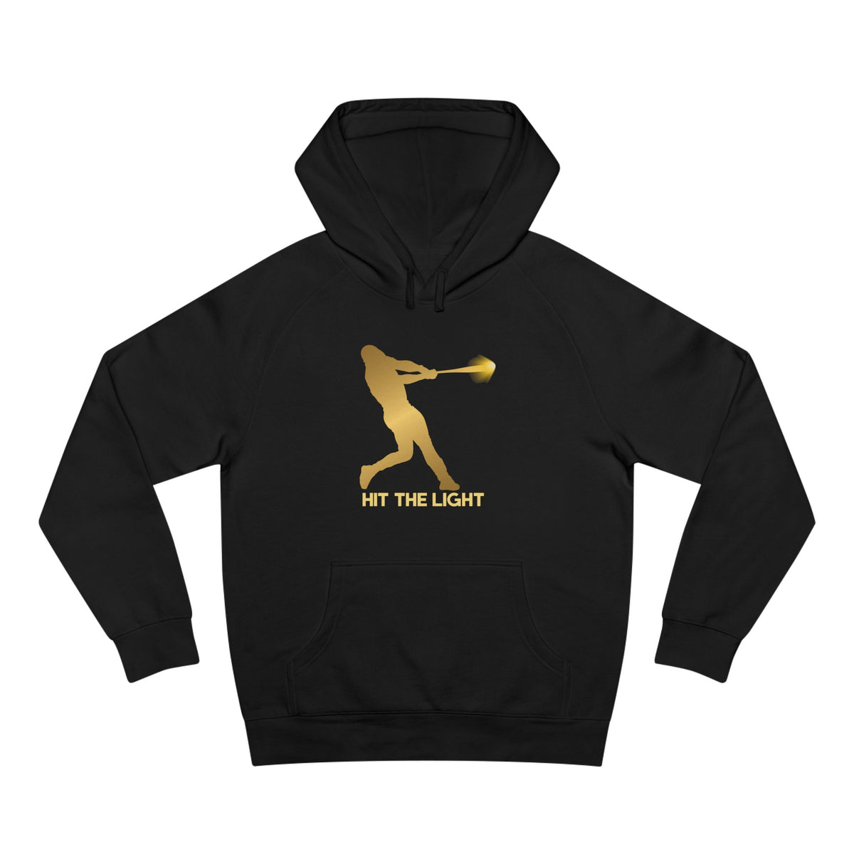 Adult Unisex Baseball Hoodie — 'Hit the Light' Male Batter Silhouette Pullover