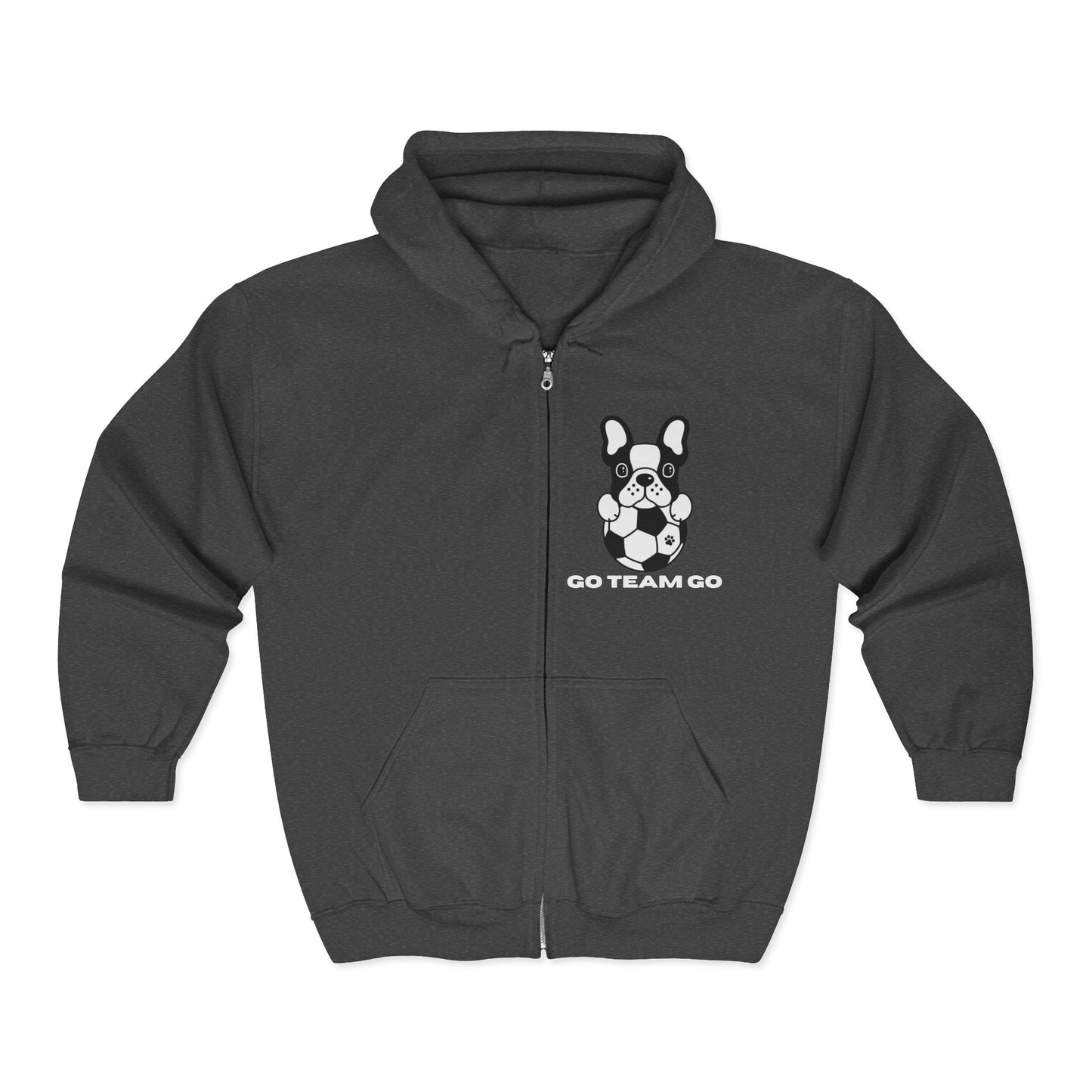 Adult Unisex Soccer Dog Zip Mascot Hoodie for Dog and Soccer Lovers