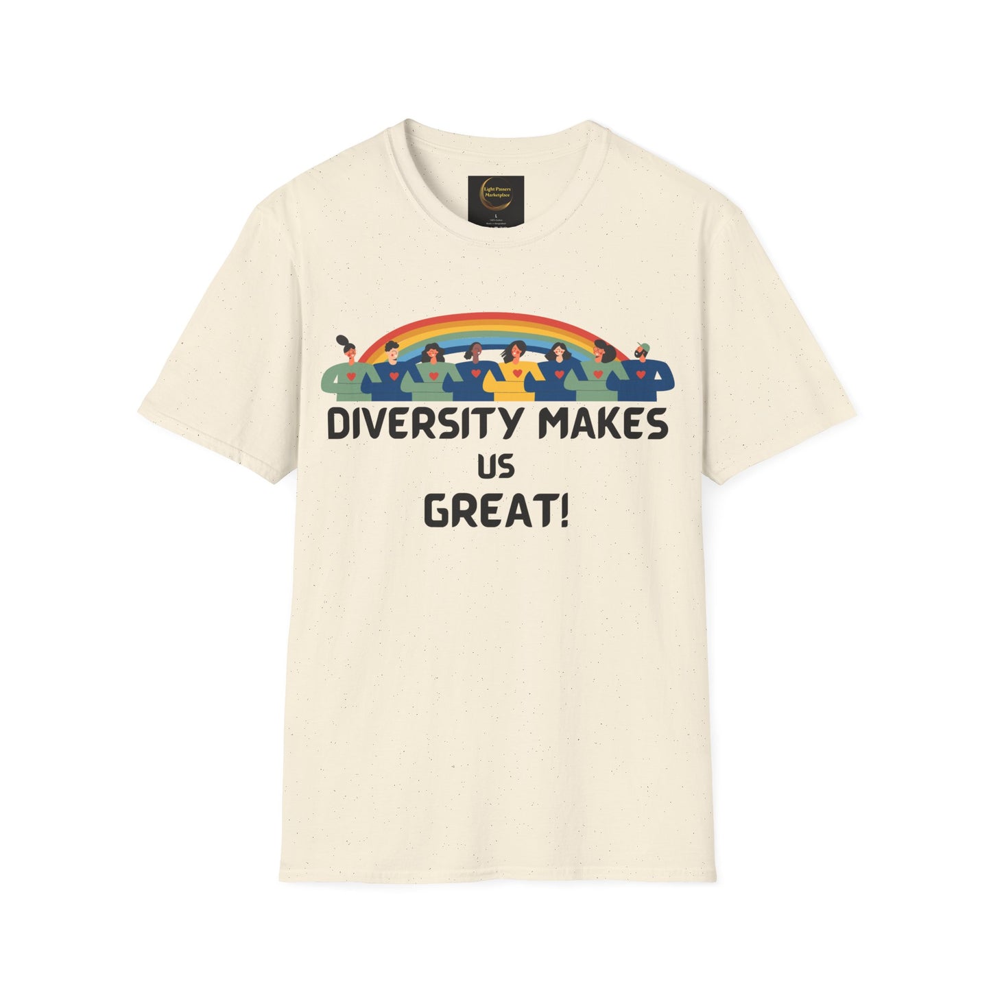 Diversity Makes Us Great Adult Unisex T-Shirt yellow or black letters— Inclusive Rainbow Community Tee