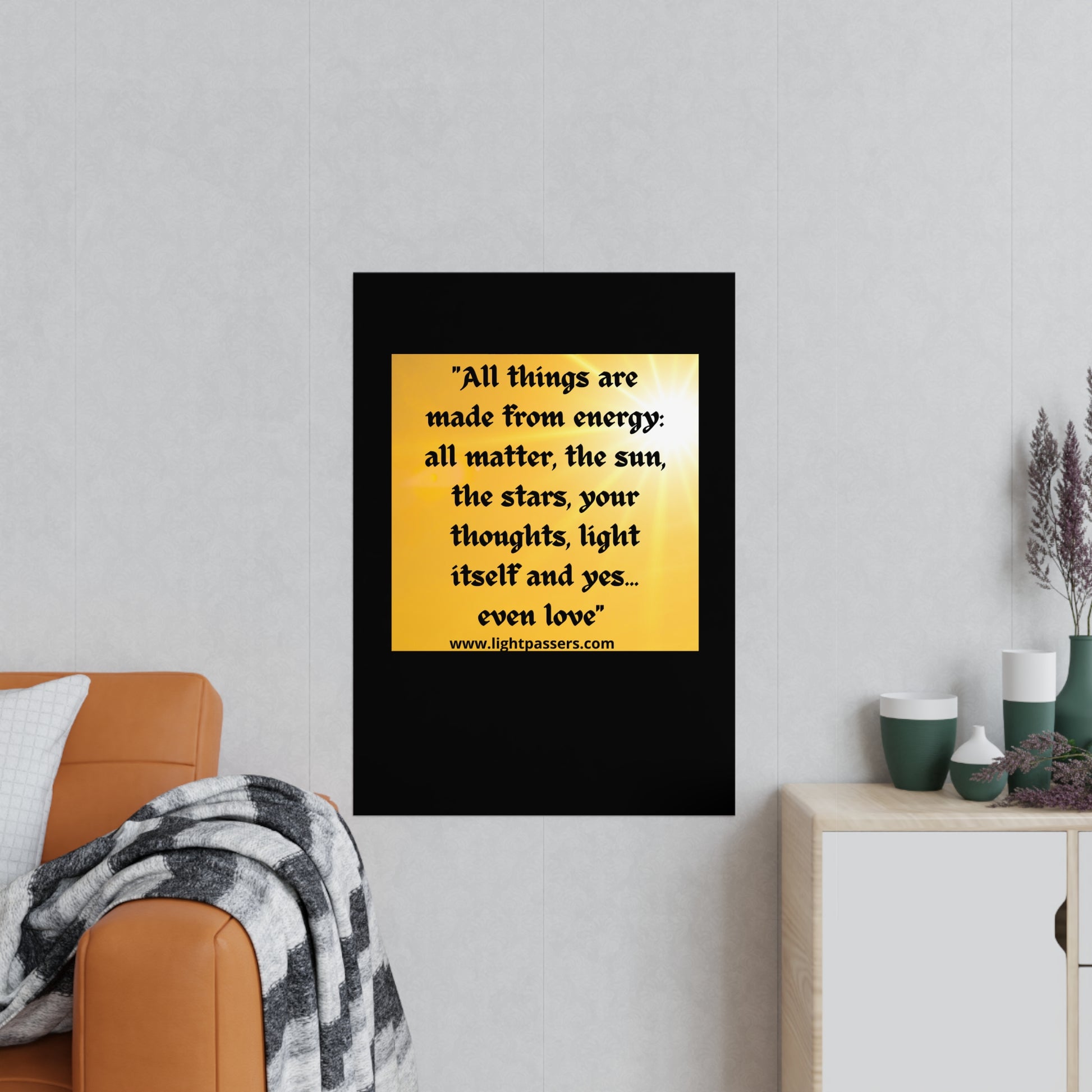 Inspirational 'All Things and People are Made with Energy' Poster, featuring vibrant wall art perfect for enhancing home decor with positive energy and artistic flair.