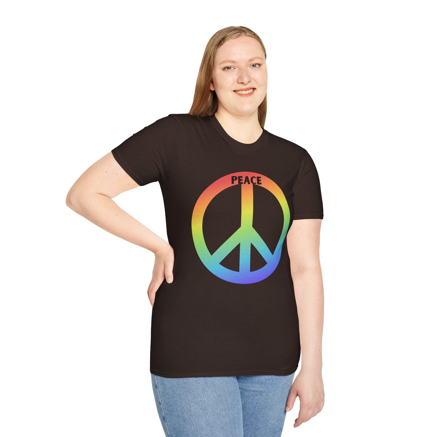 Adult Unisex Peace Rainbow T-Shirt — Retro Peace Sign Graphic Tee