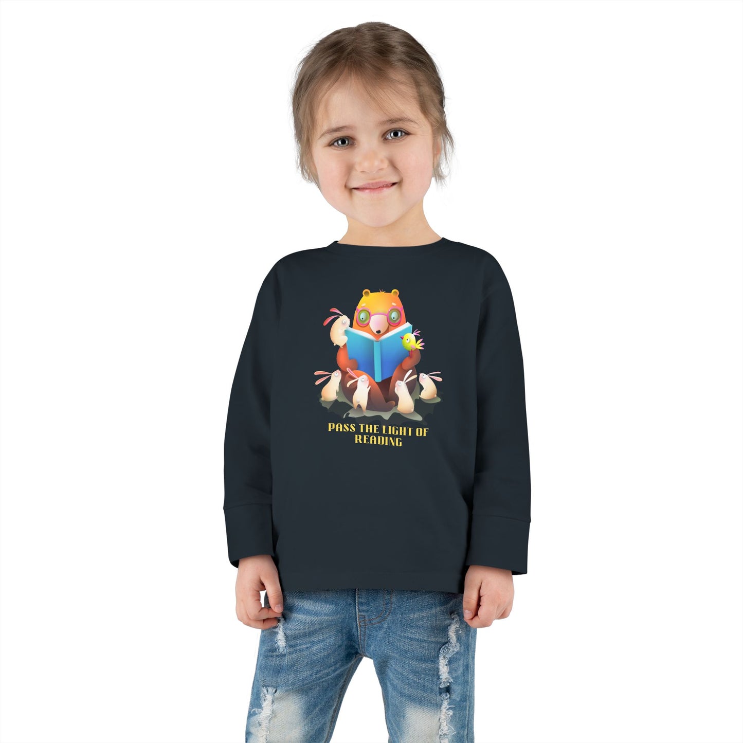 Toddler Tee — Cute Fox Reading 'Books and Bears' Long Sleeve Shirt for Kids