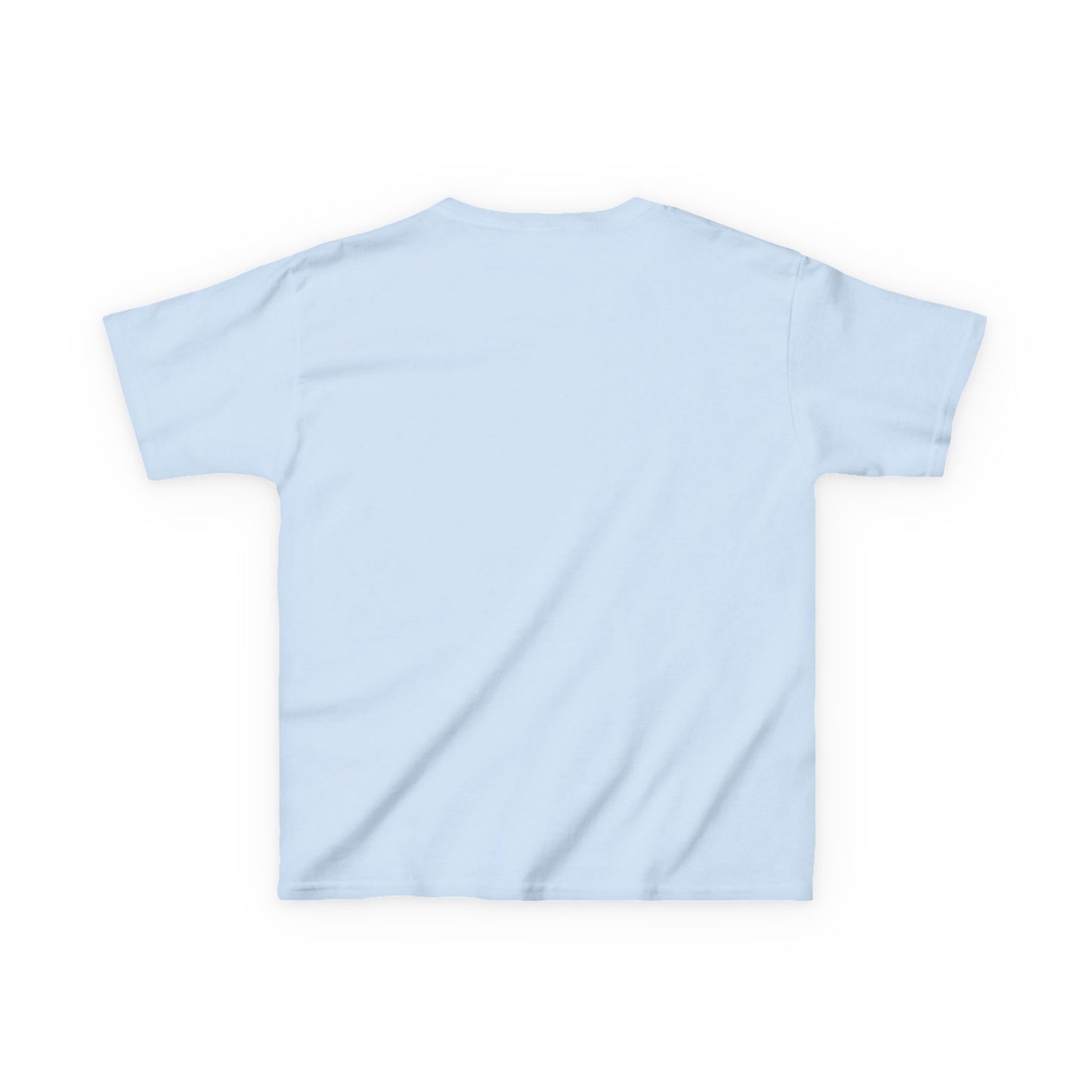 Back view of the Teams Girl Hit the Light Color Image Youth T-shirt, a plain light-blue, short-sleeve cotton tee laid flat.