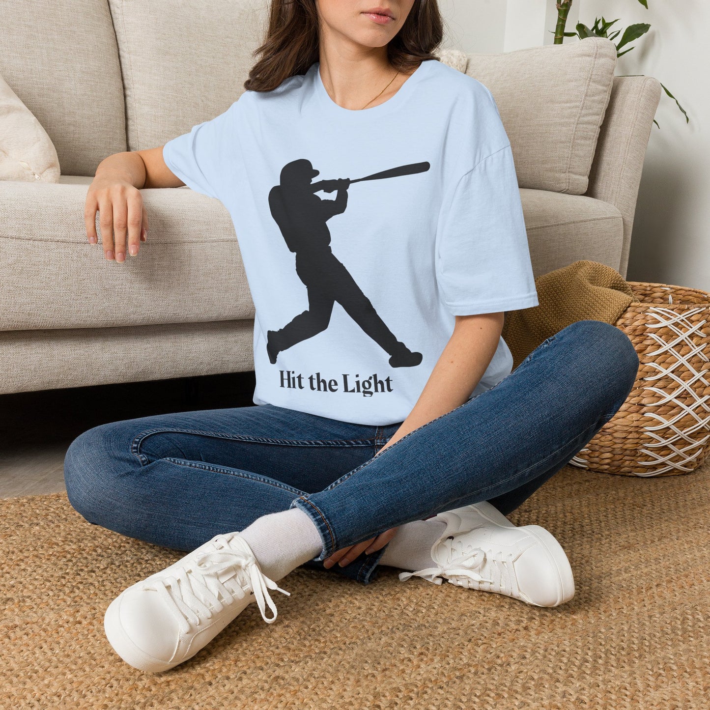 Adult Unisex Male Baseball Batter Silhouette T-Shirt — "Hit the Light" Gold or Black images