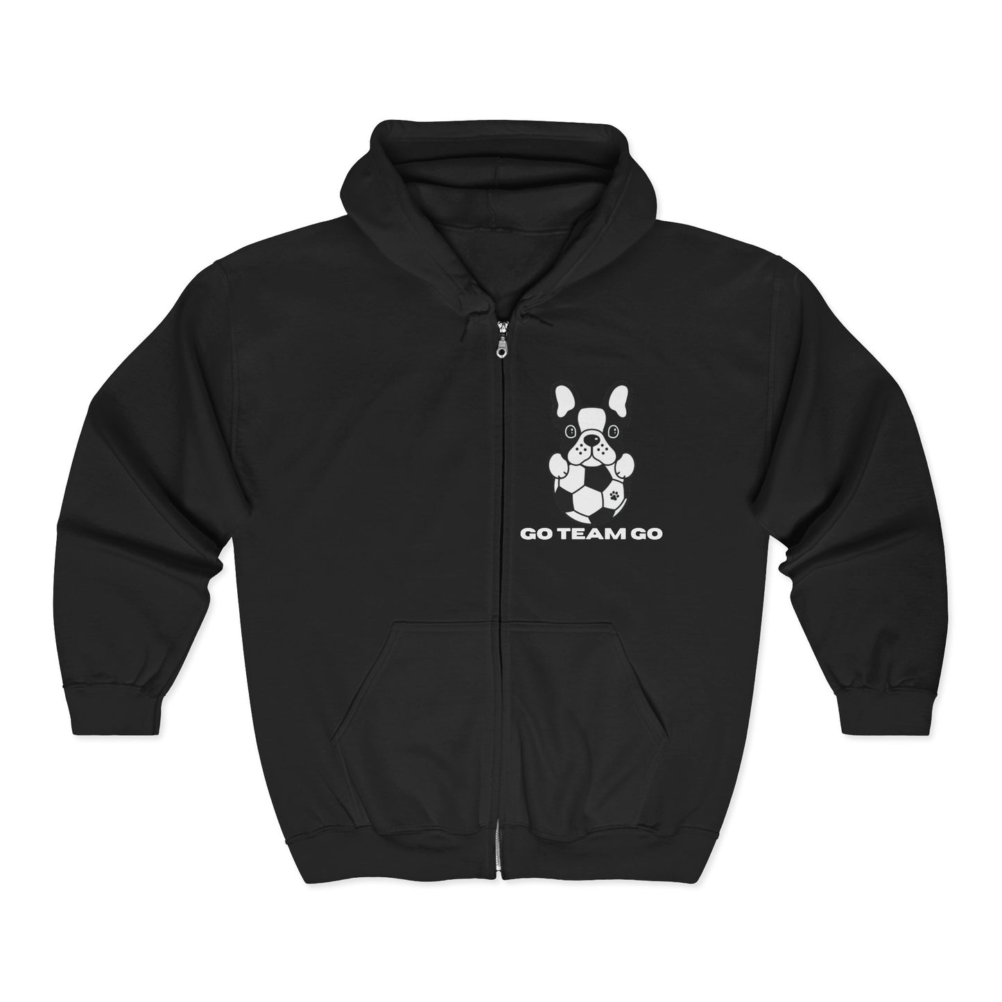Adult Unisex Soccer Dog Zip Mascot Hoodie for Dog and Soccer Lovers