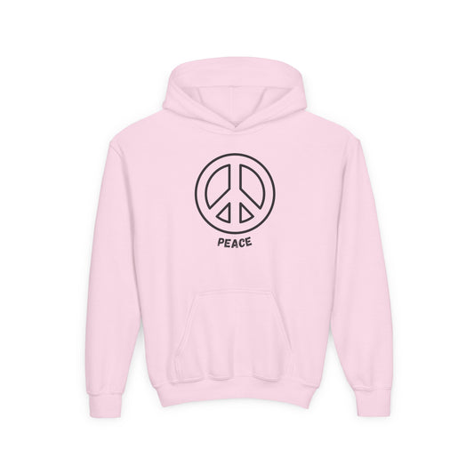 Youth Hooded Sweatshirt - Black Peace Sign for Peace