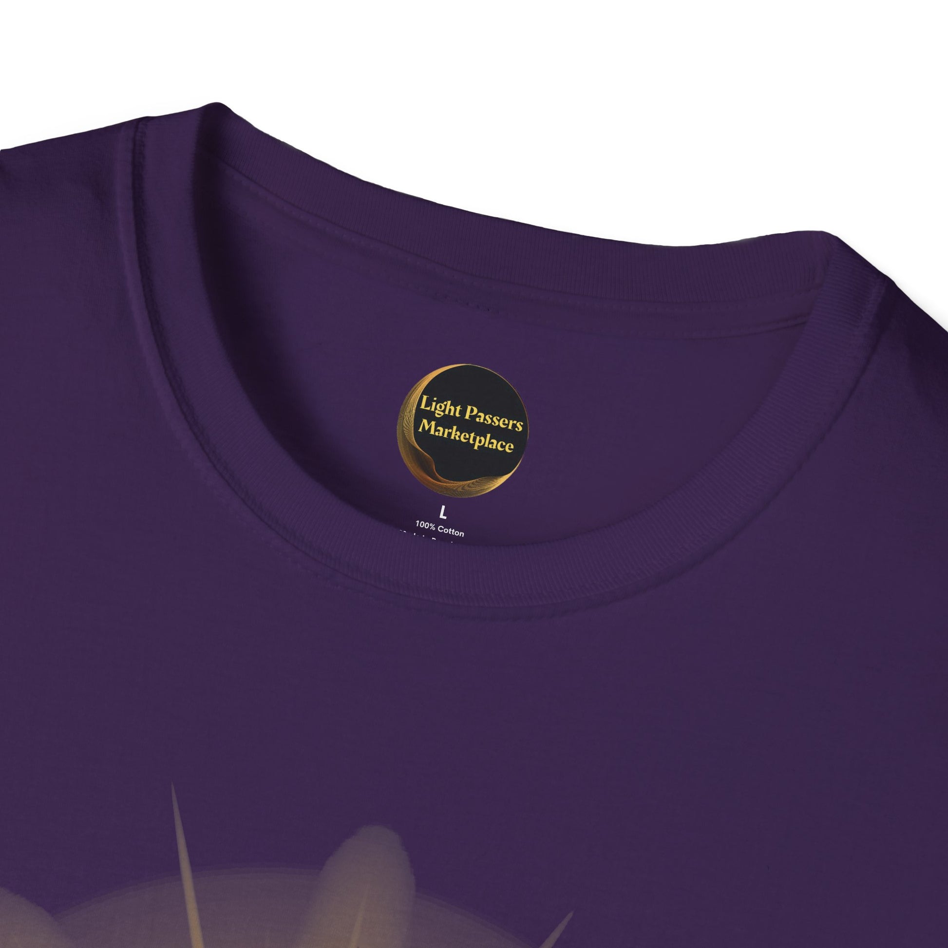 The Light 'we=mc2' Born of the Light Adult Unisex T-Shirt featuring a yellow label and unique science-inspired design.