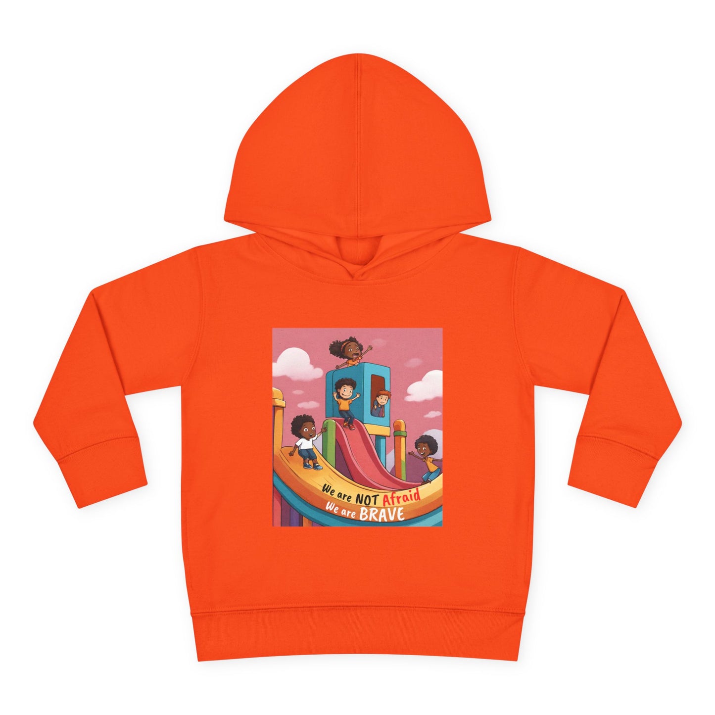 Toddler Hoodie — "We Are Not Afraid, We Are Brave" Rainbow Playground Design