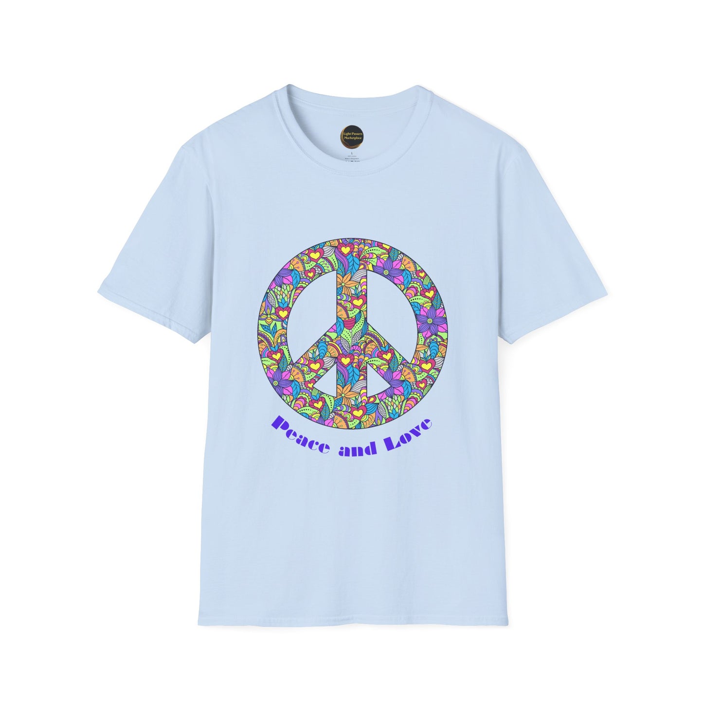 Peace Sign T-Shirt Adult Unisex— Colorful Floral 'Peace and Love' Graphic Tee