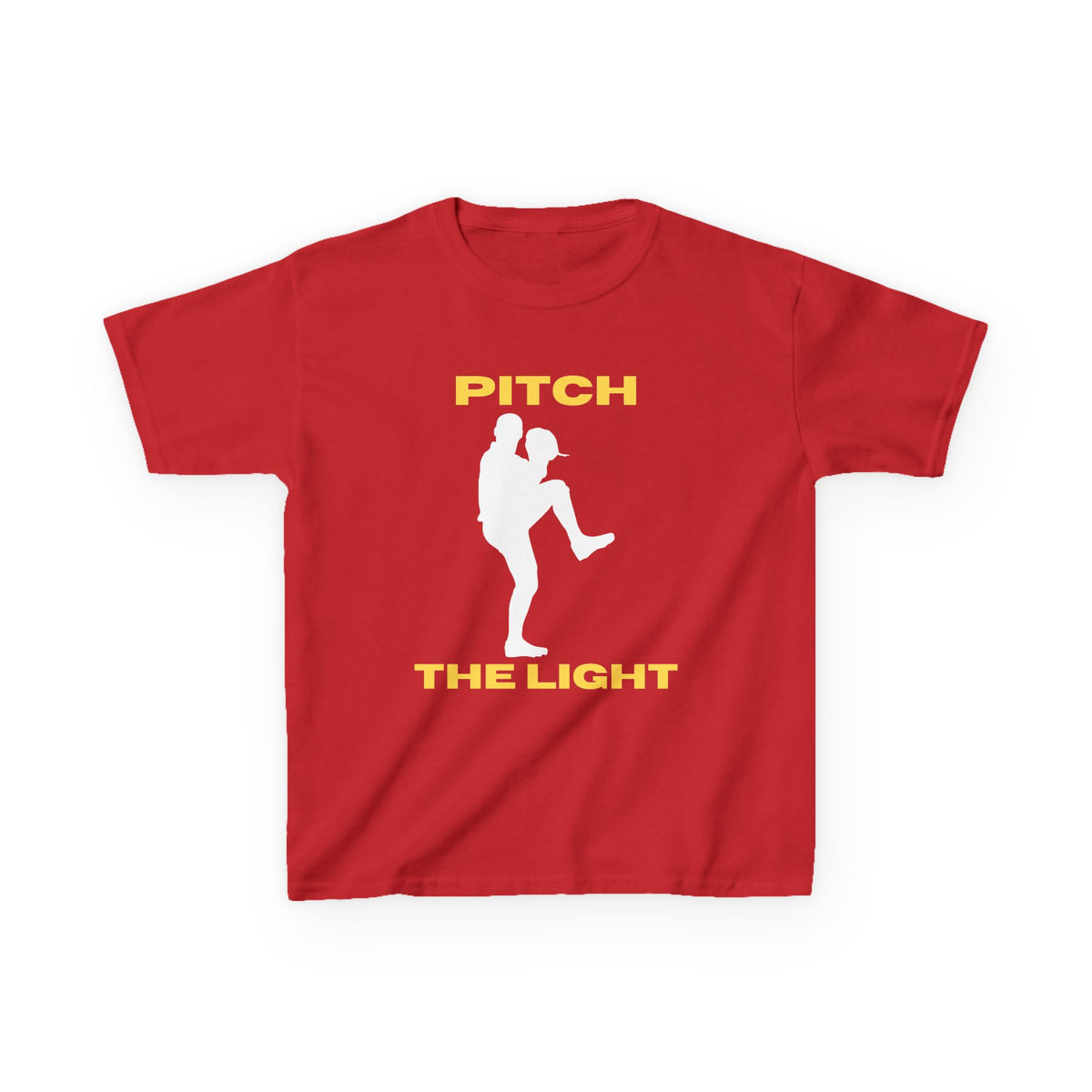 Kids/Youth 'Pitch the Light' Yellow text Baseball Tee