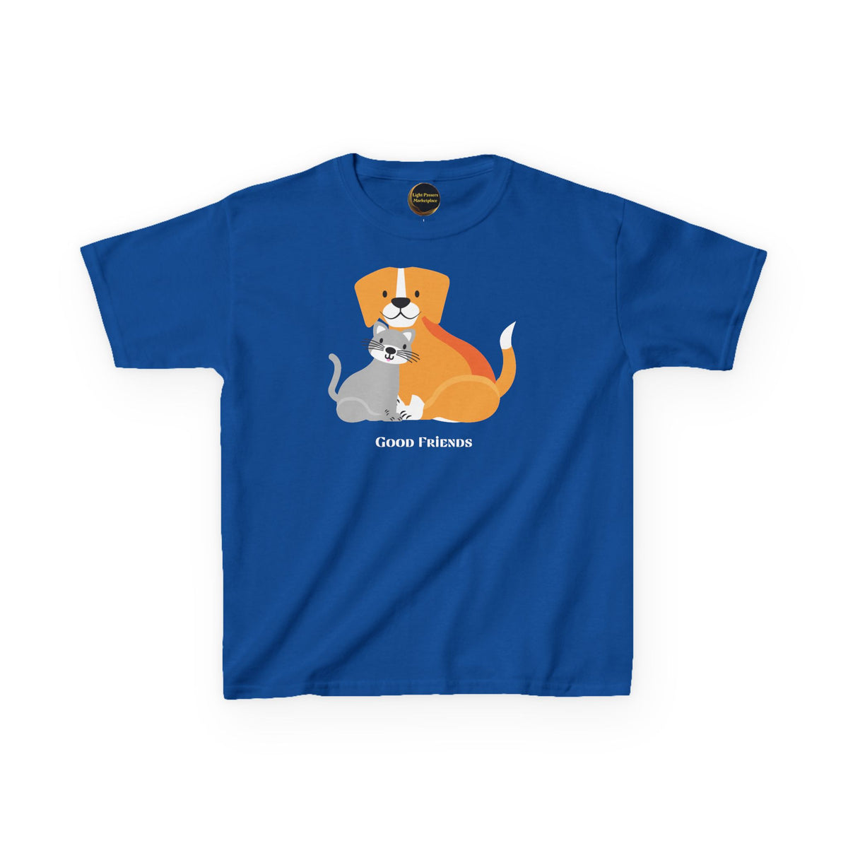 Kids T‑Shirt — "Good Friends" Dog & Cat Cute Graphic Tee for Children