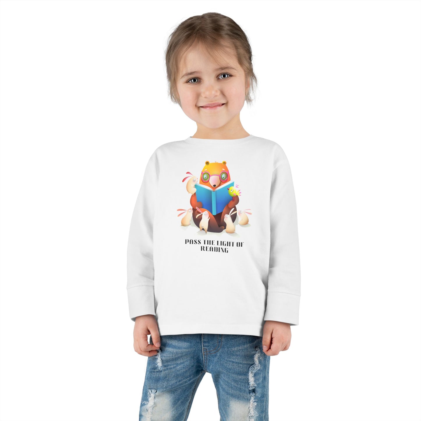 Toddler Tee — Cute Fox Reading 'Books and Bears' Long Sleeve Shirt for Kids