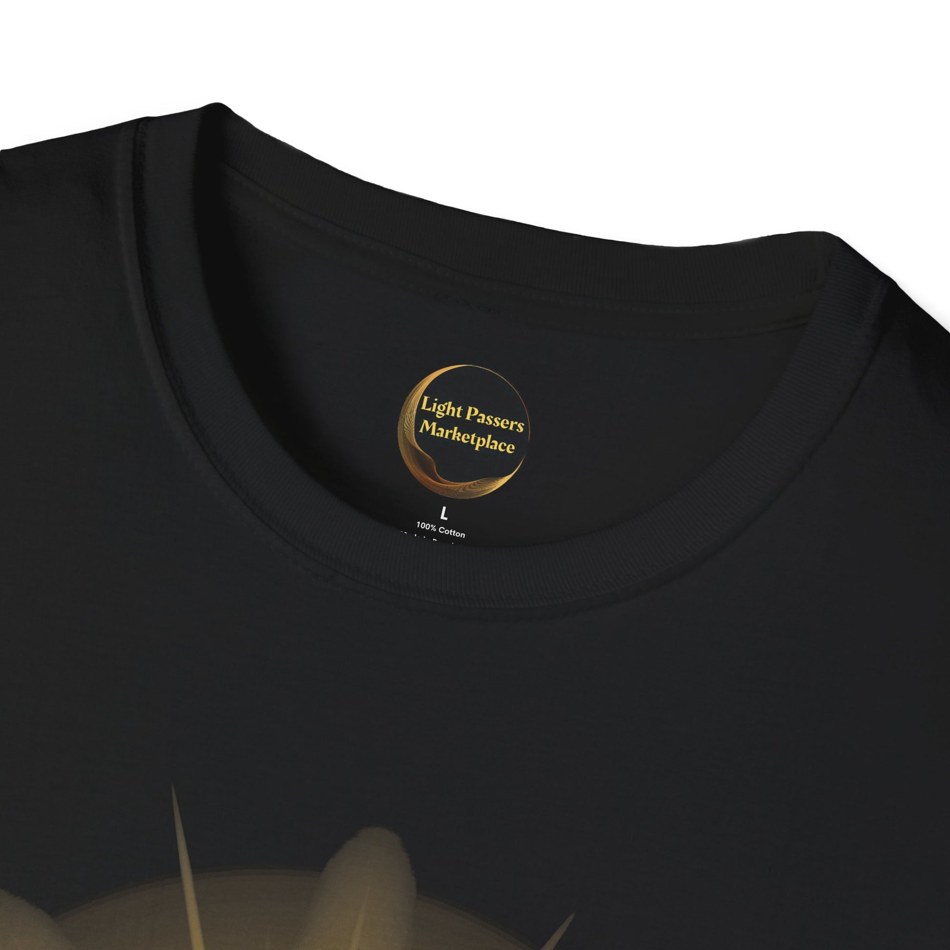The Light 'we=mc2' Born of the Light Adult Unisex T-Shirt featuring a yellow logo, designed for science enthusiasts and style seekers.