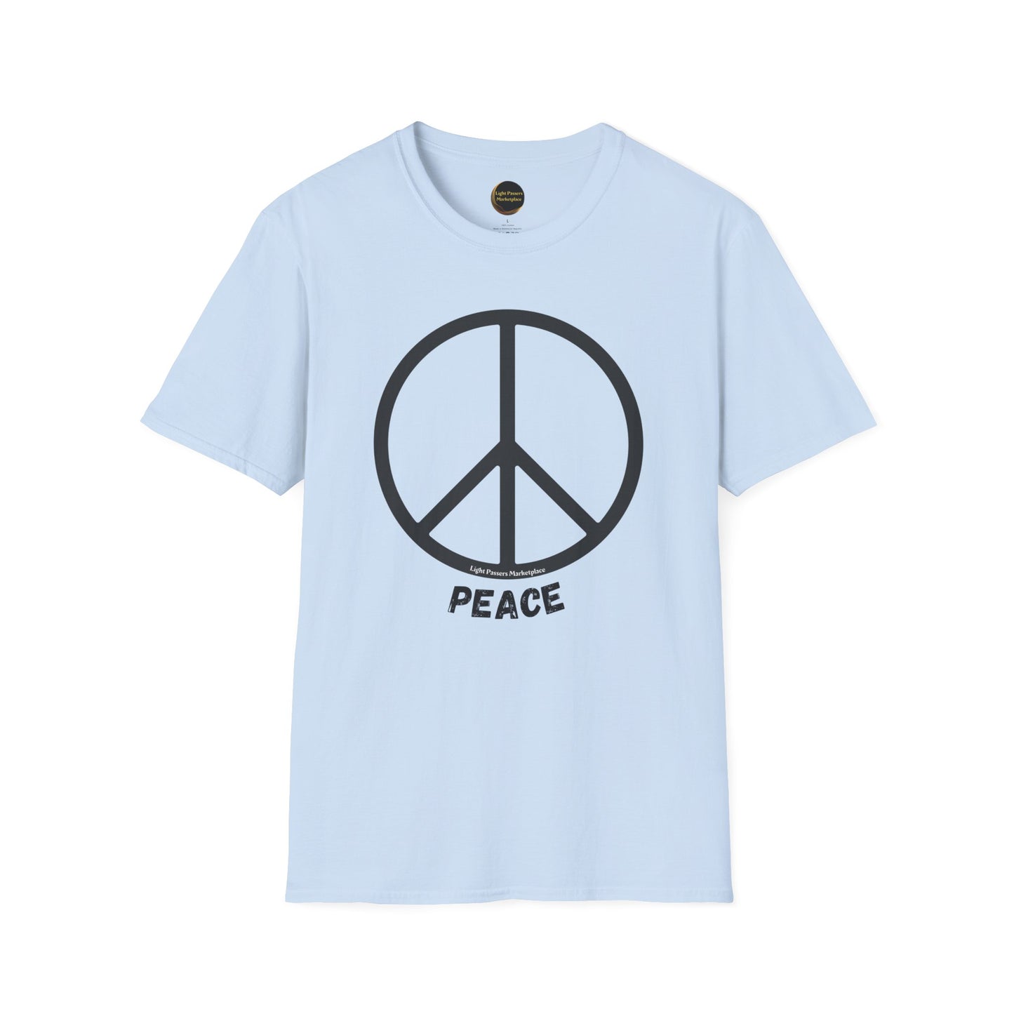 Light Passers Marketplace Peace Sign Unisex Soft T-Shirt Simple Messages, Mental Health