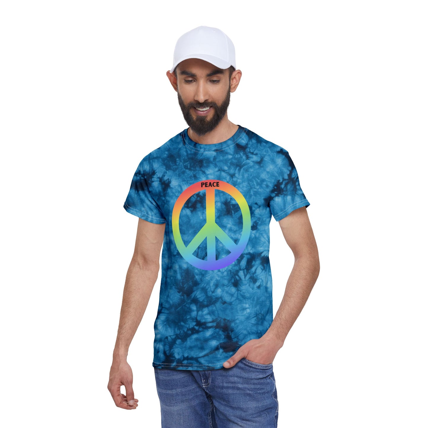 Tie-Dye Tee Crystal Peace Sign 60s 70s Inspired T-Shirt