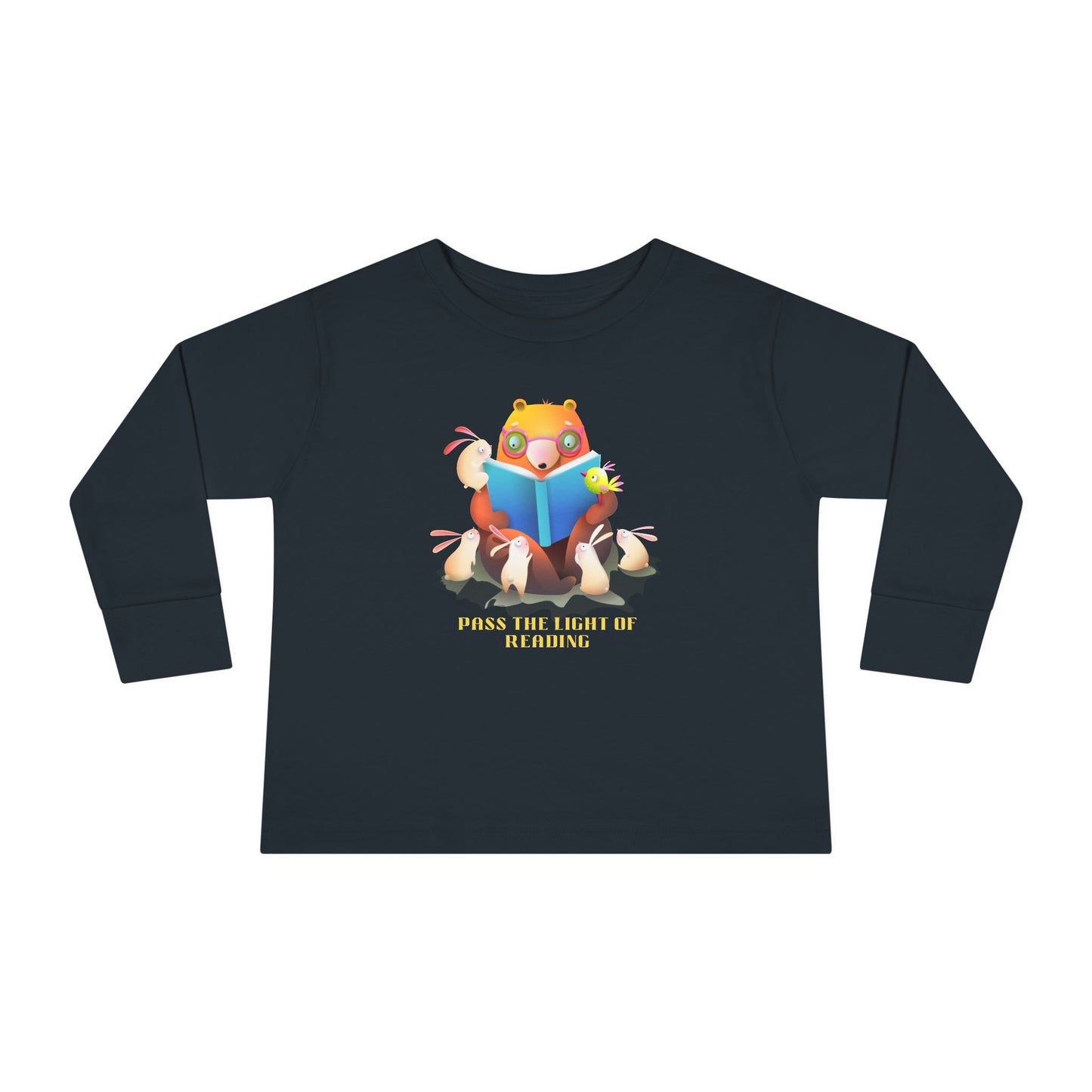 Toddler Tee — Cute Fox Reading 'Books and Bears' Long Sleeve Shirt for Kids