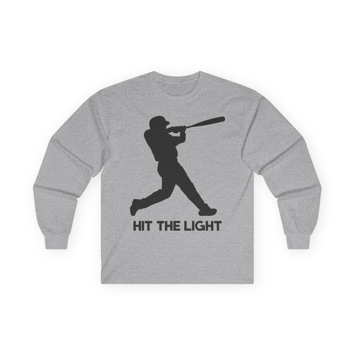 Adult Unisex Male Baseball Batter Silhouette Long Sleeve Tee — 'Hit the Light'