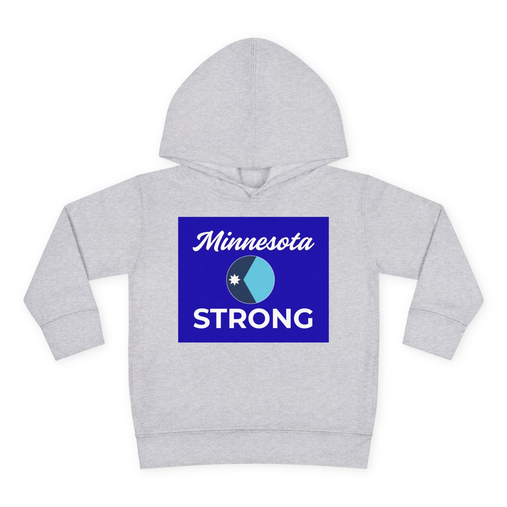 Toddler Hoodie — Minnesota Strong Blue State Pride Pullover featuring a cozy light-gray design with a bold blue graphic celebrating Minnesota pride.