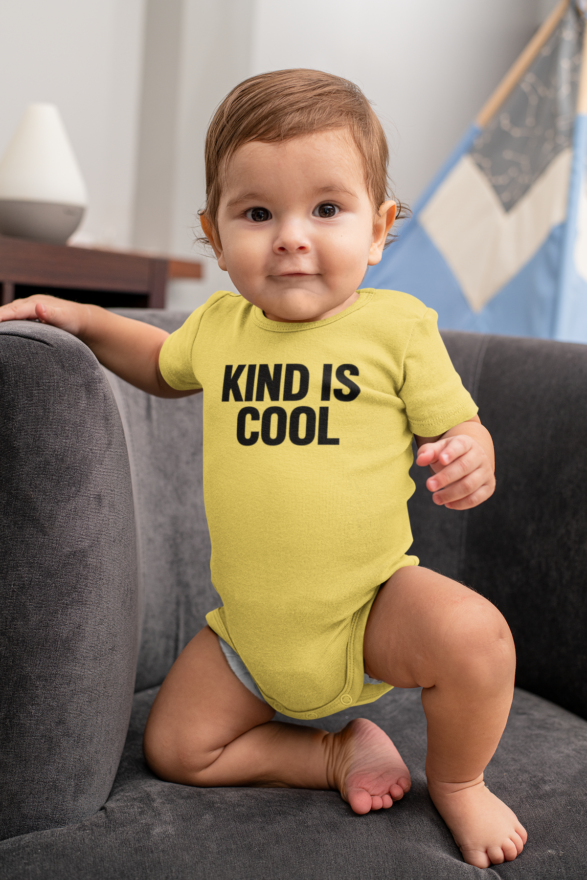 Kind Is Cool Baby Bodysuit — Infant Short-Sleeve Onesie with Positive Message